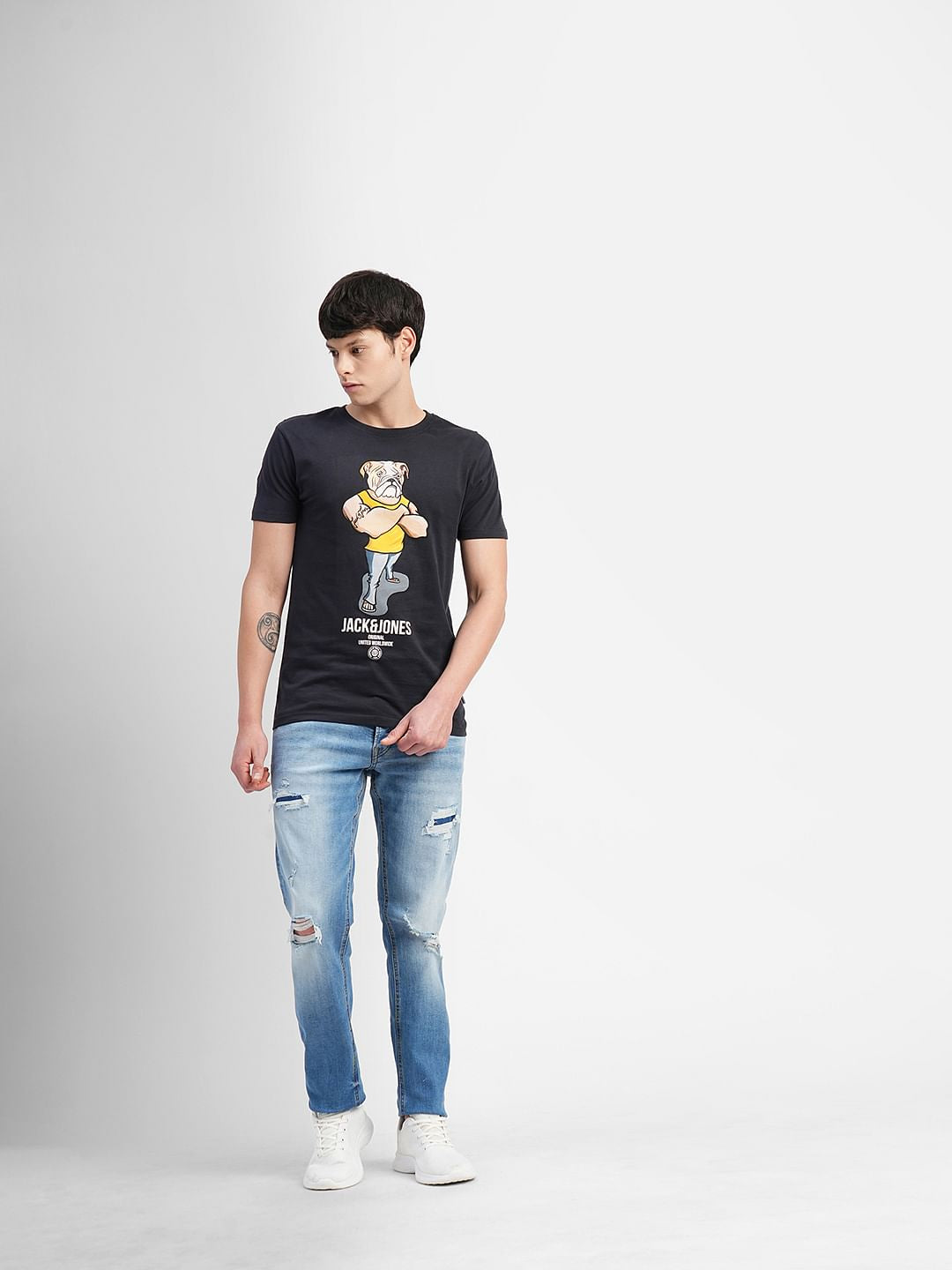 Black Graphic Print Crew Neck T-shirt