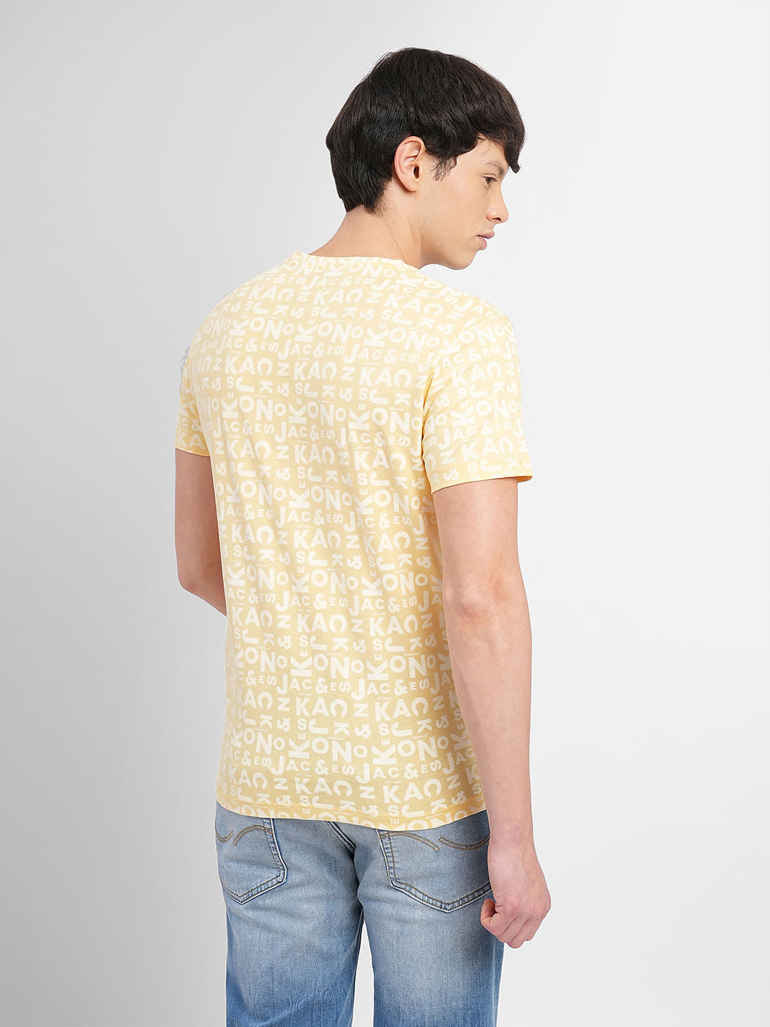 Yellow Letter Print Crew Neck T-shirt