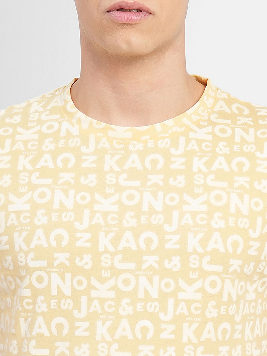 Yellow Letter Print Crew Neck T-shirt