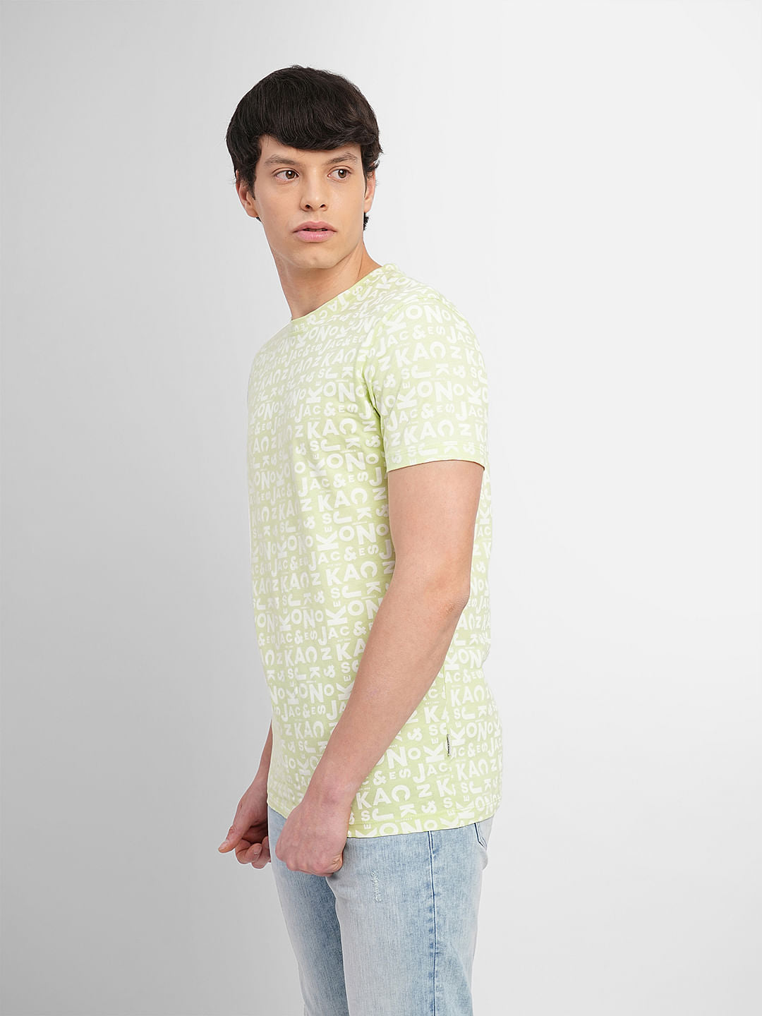 Green Letter Print Crew Neck T-shirt
