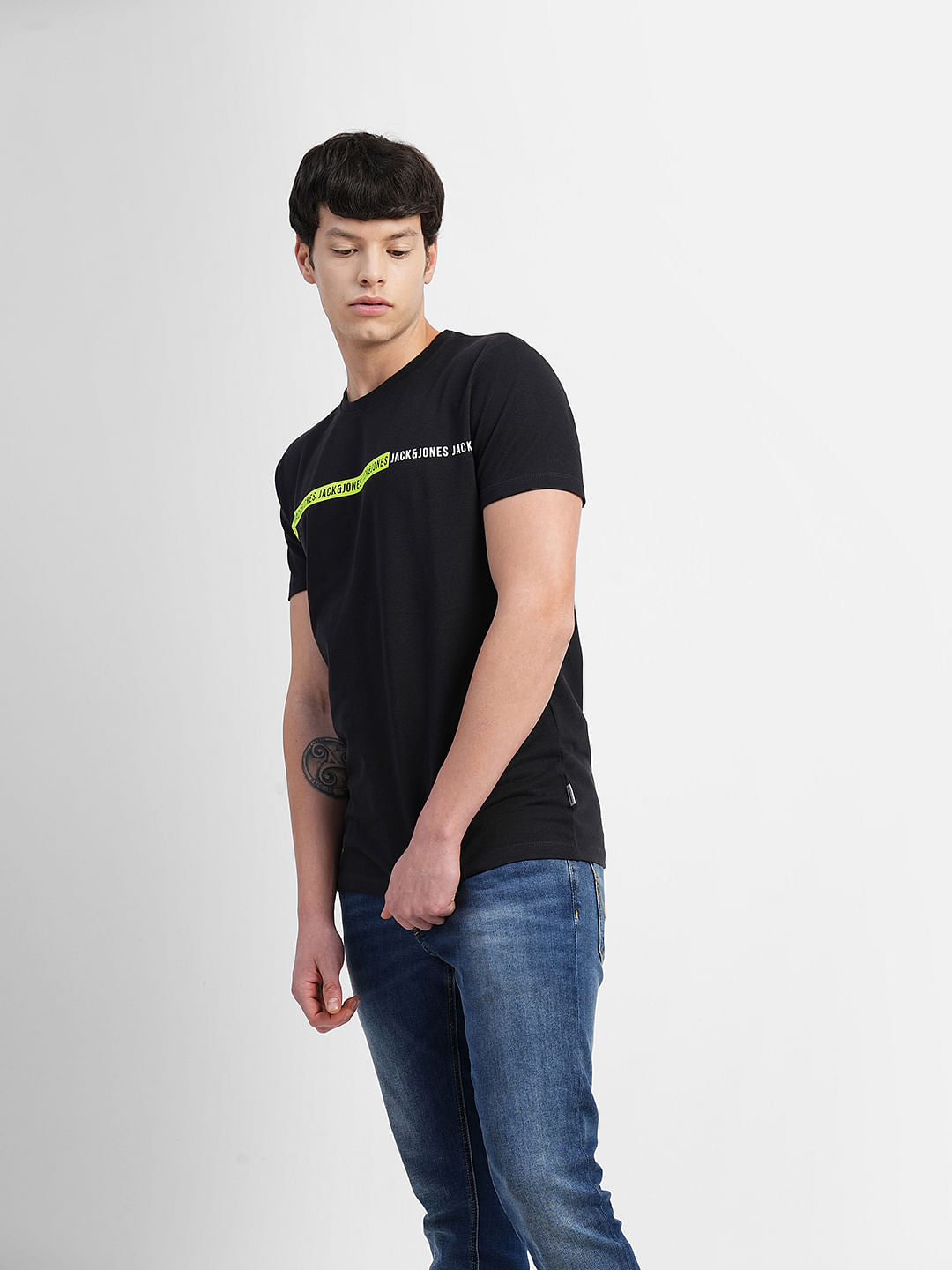 Black Logo Print Crew Neck T-shirt