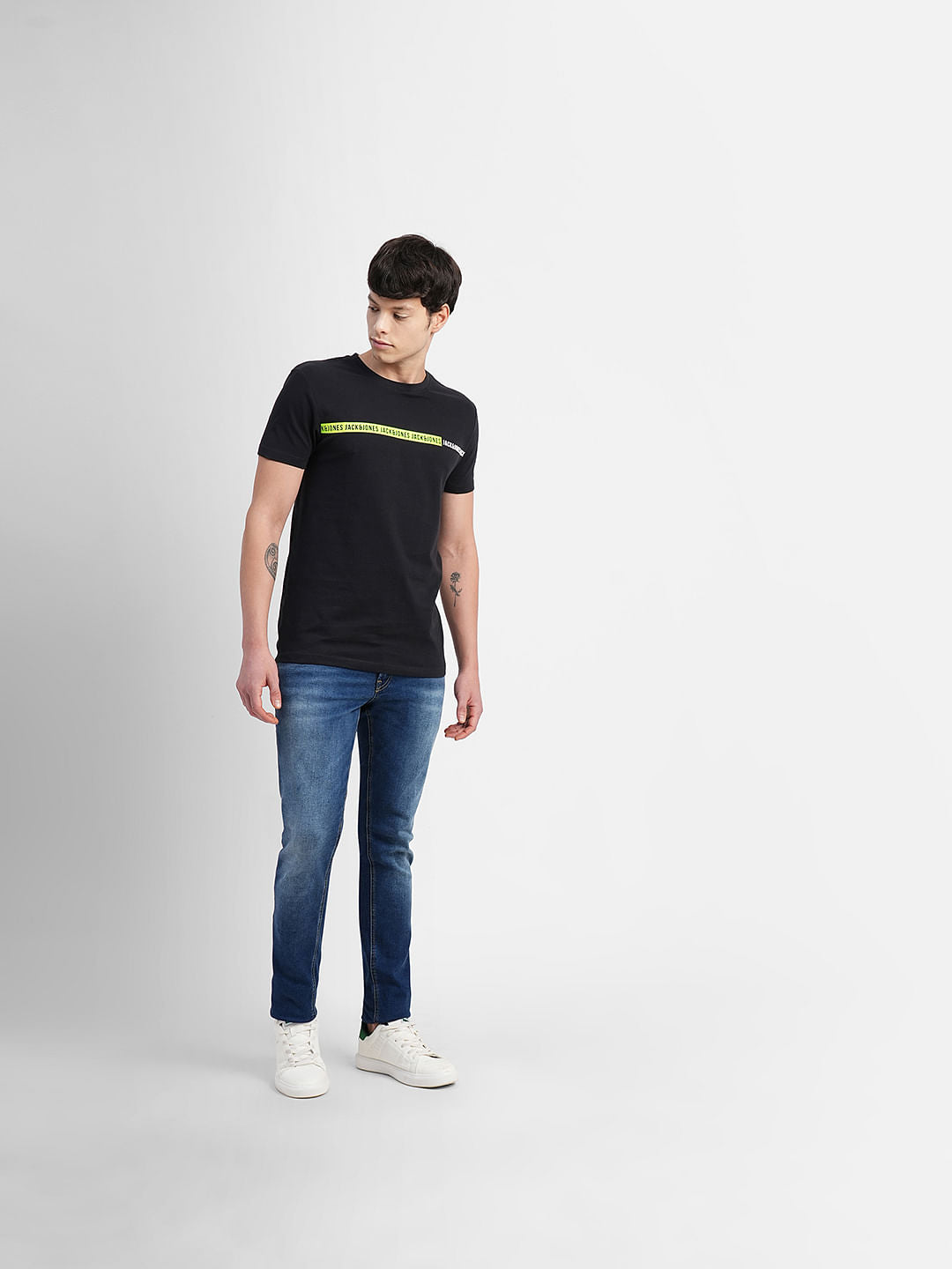 Black Logo Print Crew Neck T-shirt