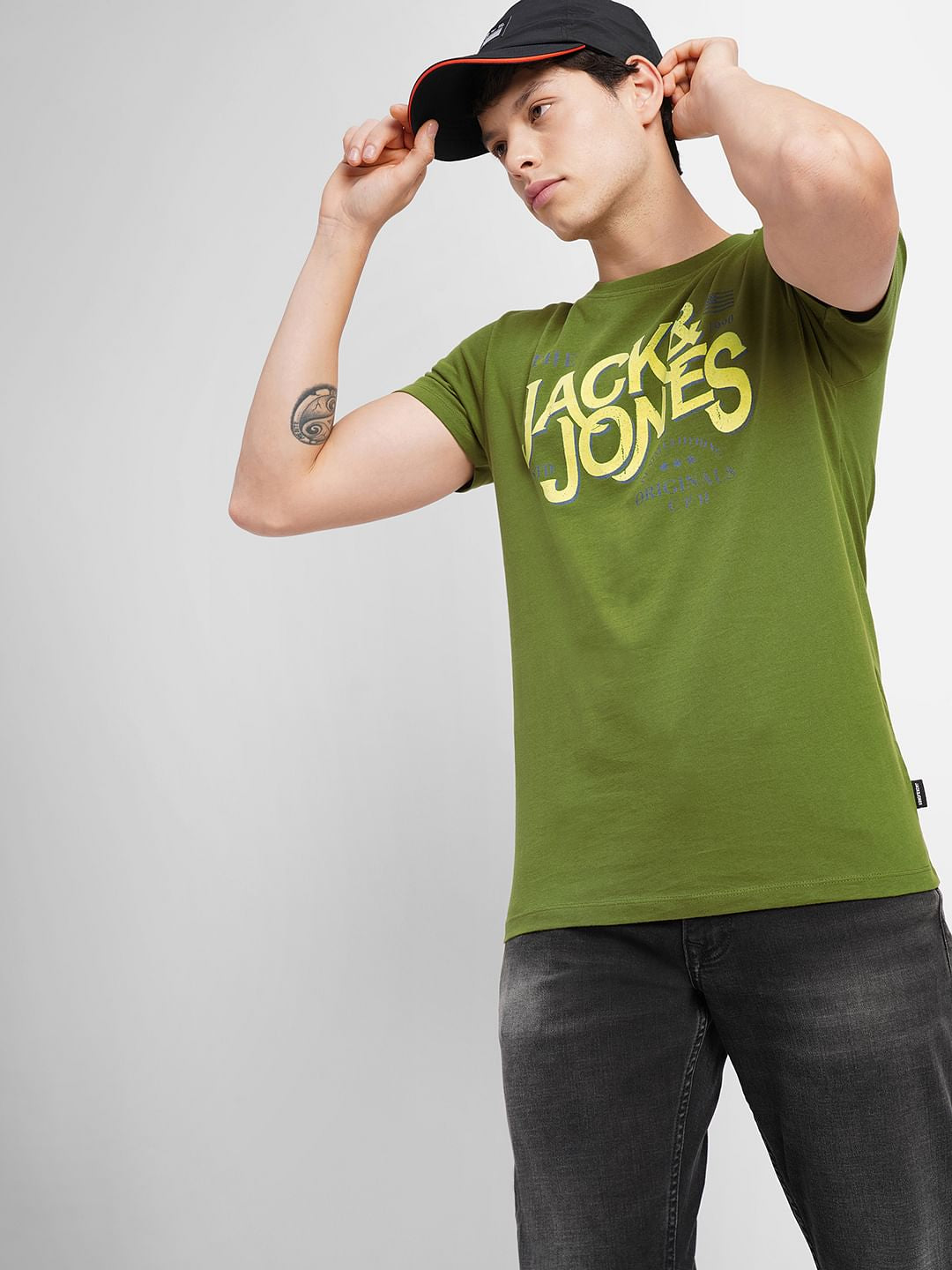 Green Logo Print Crew Neck T-shirt