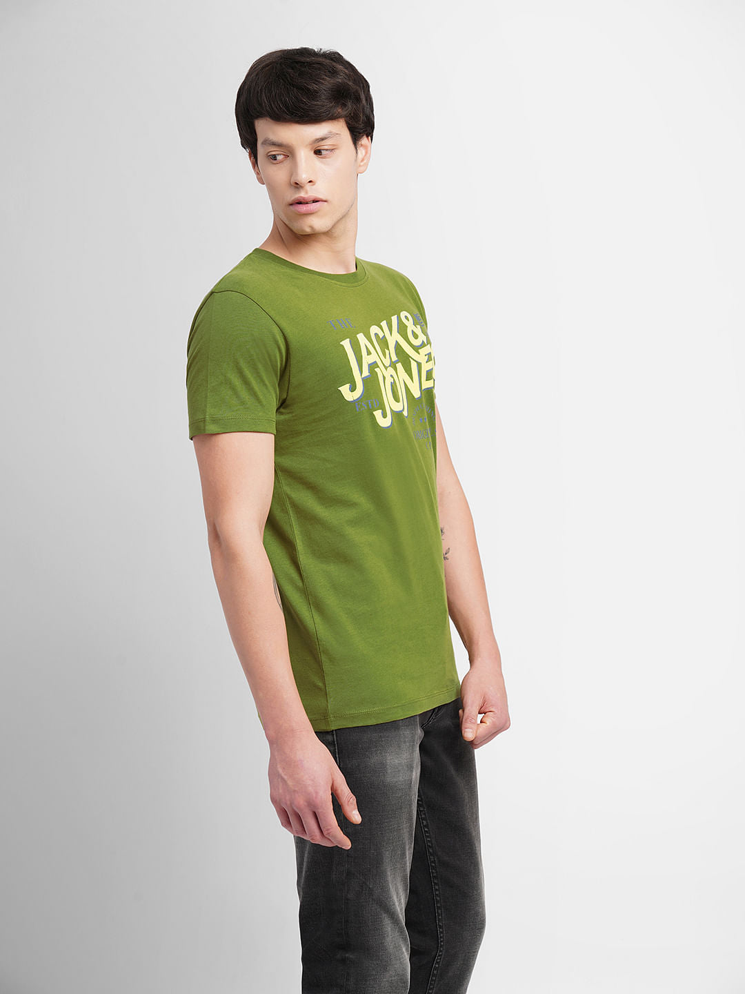 Green Logo Print Crew Neck T-shirt
