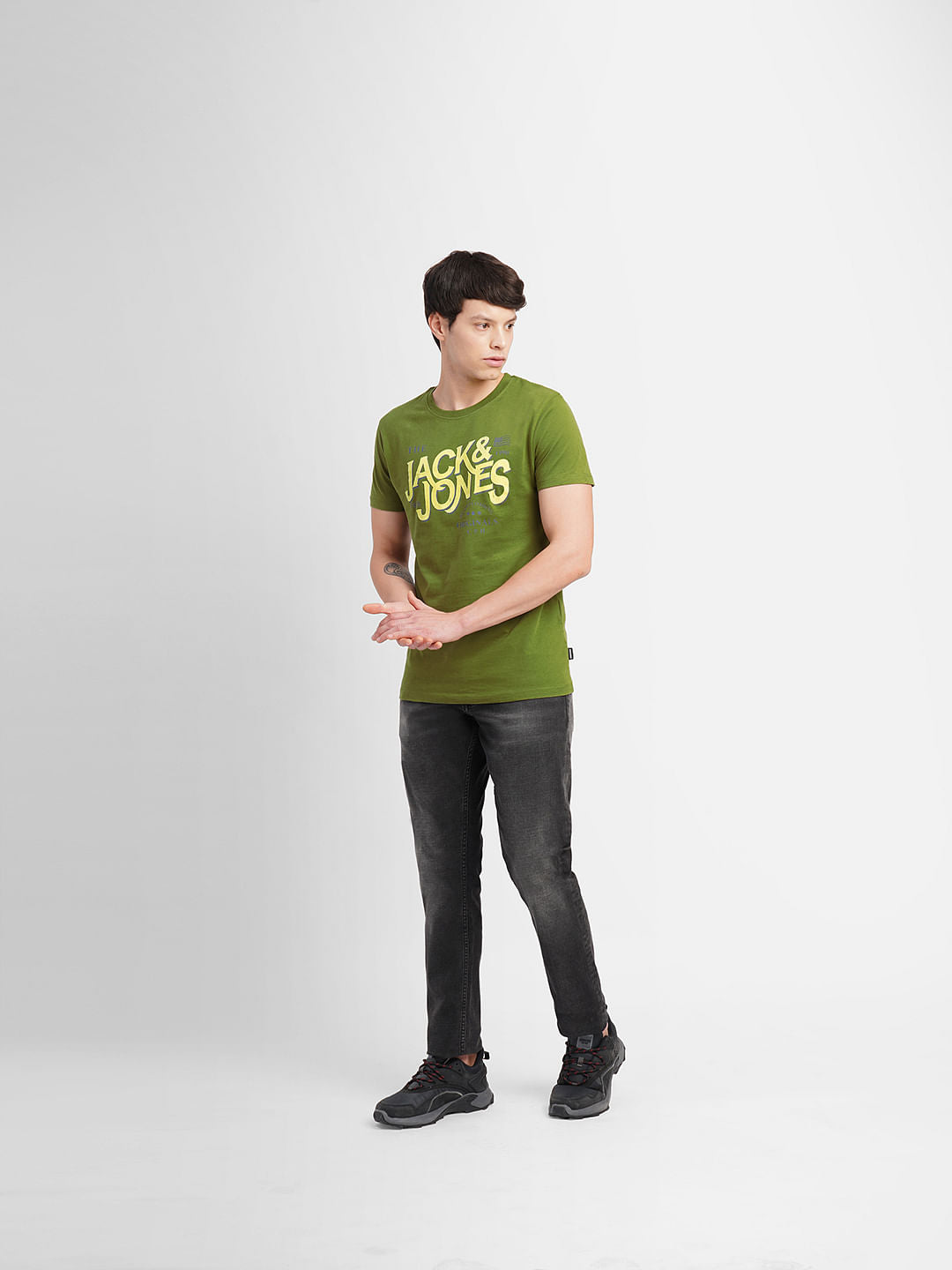 Green Logo Print Crew Neck T-shirt