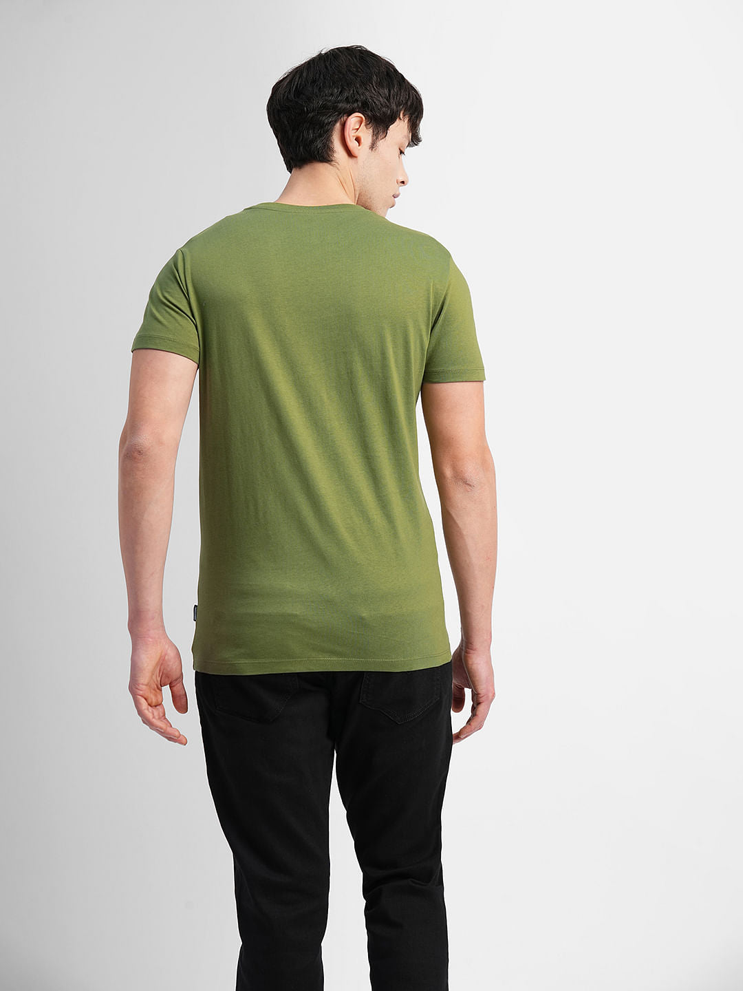 Green Logo Text Print Crew Neck T-shirt