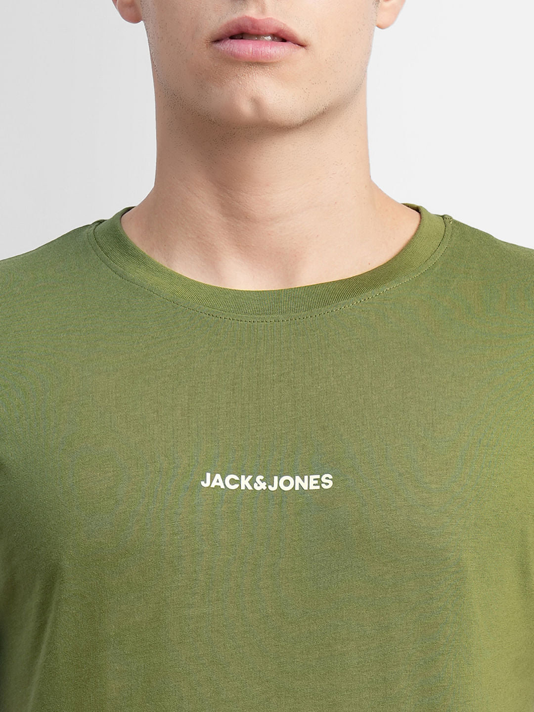 Green Logo Text Print Crew Neck T-shirt