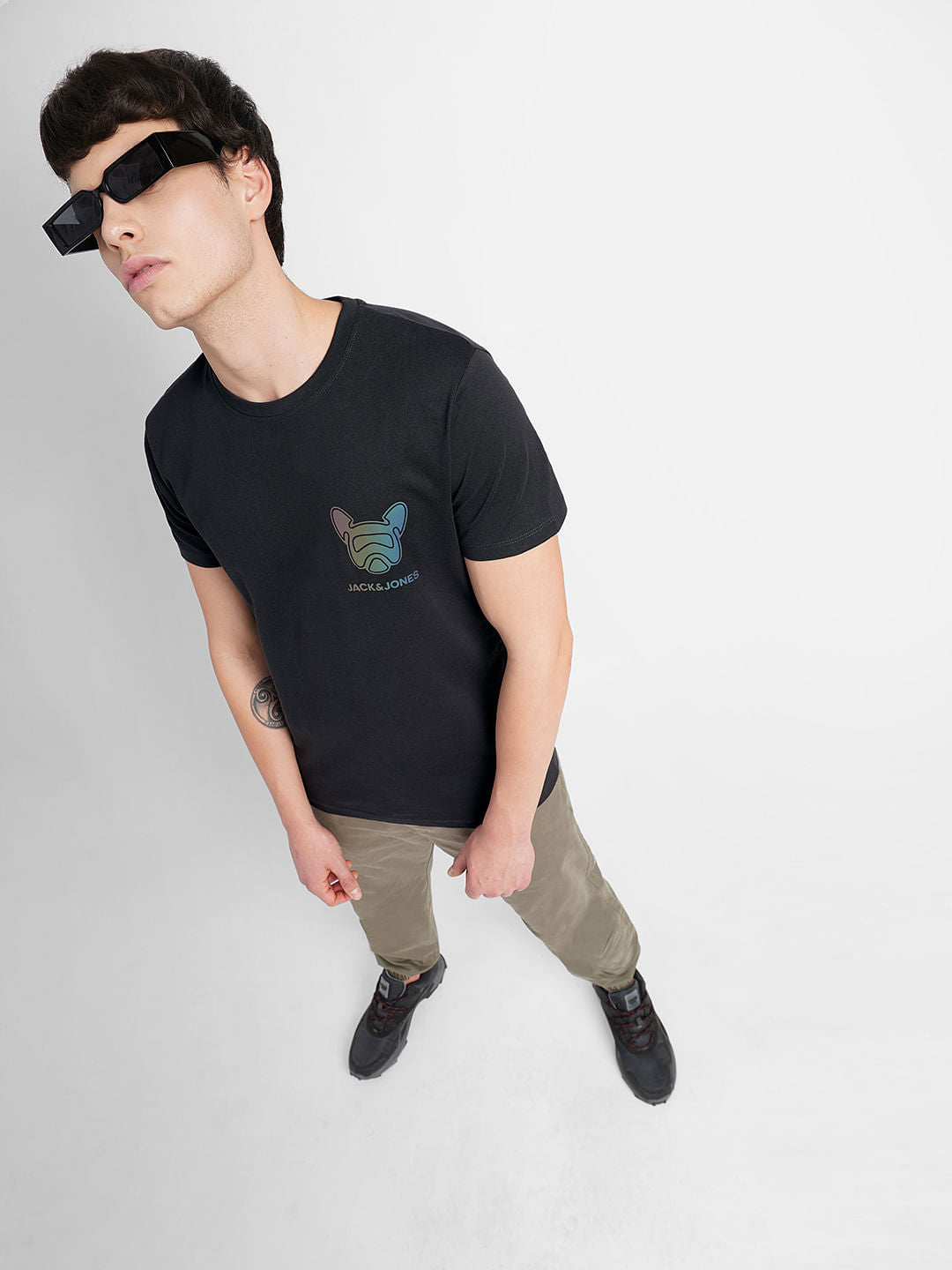 Black Logo Print Crew Neck T-shirt
