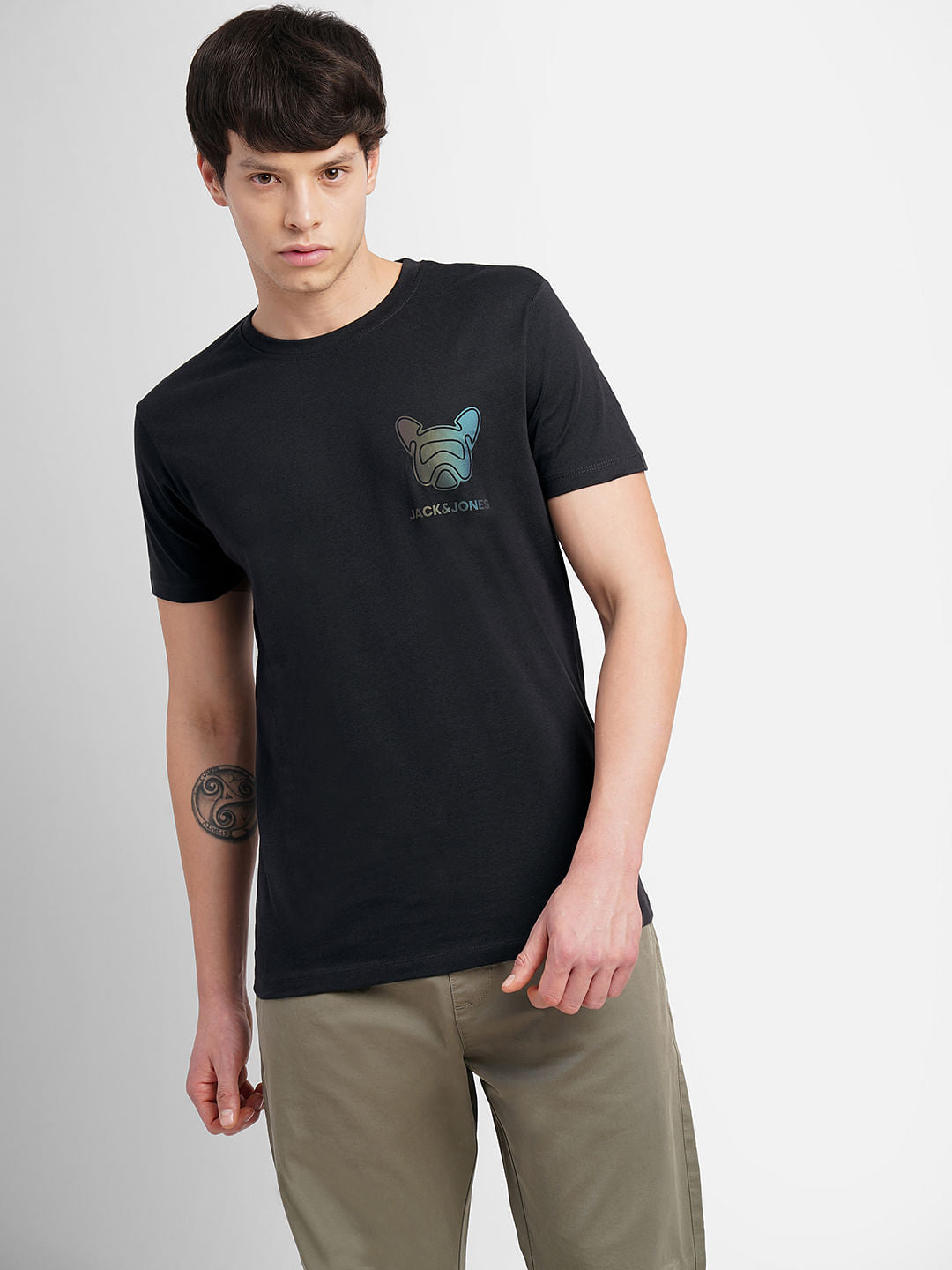 Black Logo Print Crew Neck T-shirt