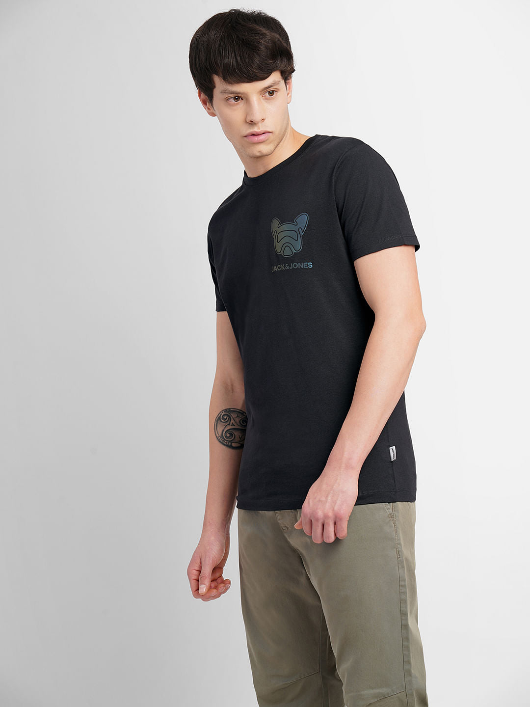Black Logo Print Crew Neck T-shirt