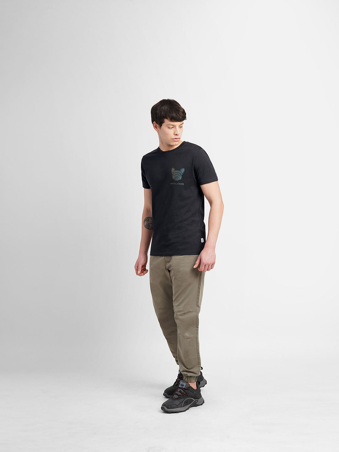 Black Logo Print Crew Neck T-shirt