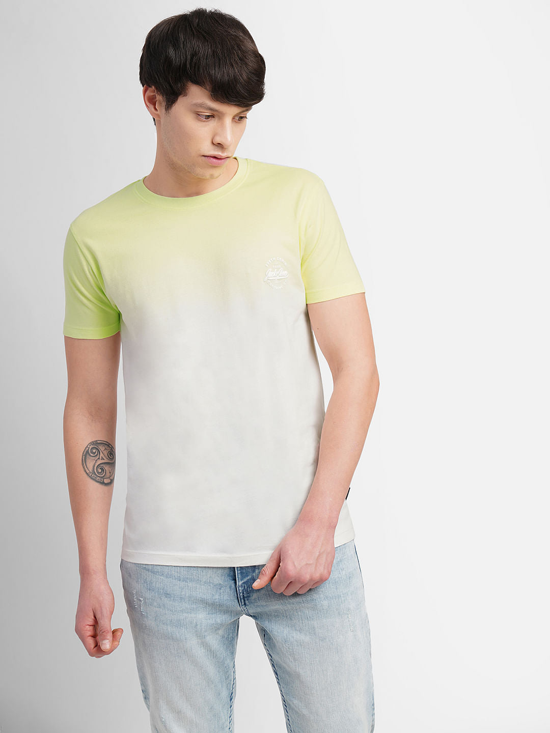 Lime Colourblocked Crew Neck T-shirt