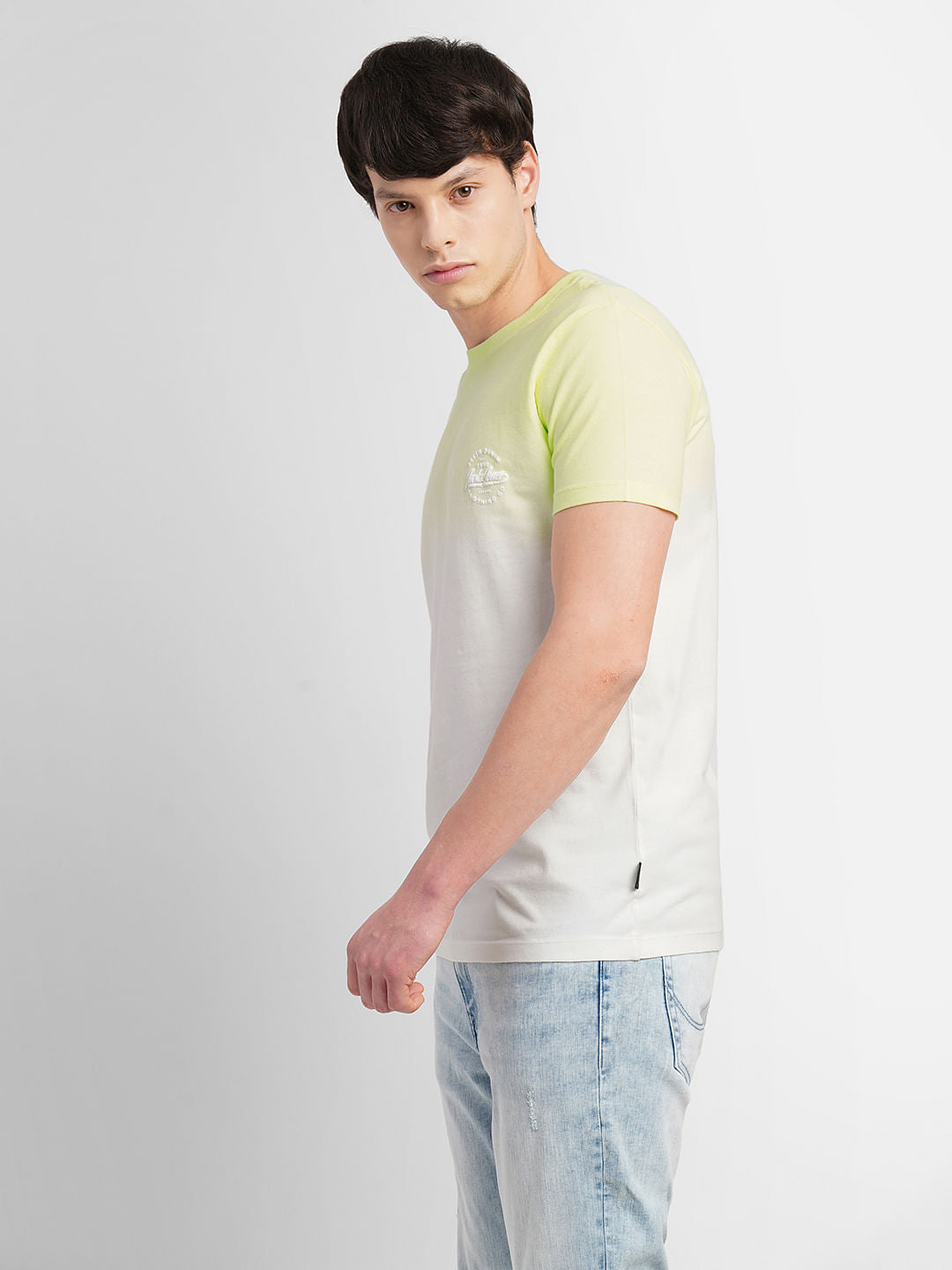 Lime Colourblocked Crew Neck T-shirt