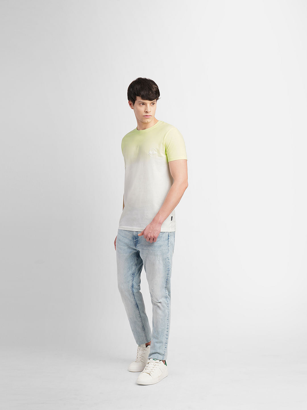 Lime Colourblocked Crew Neck T-shirt