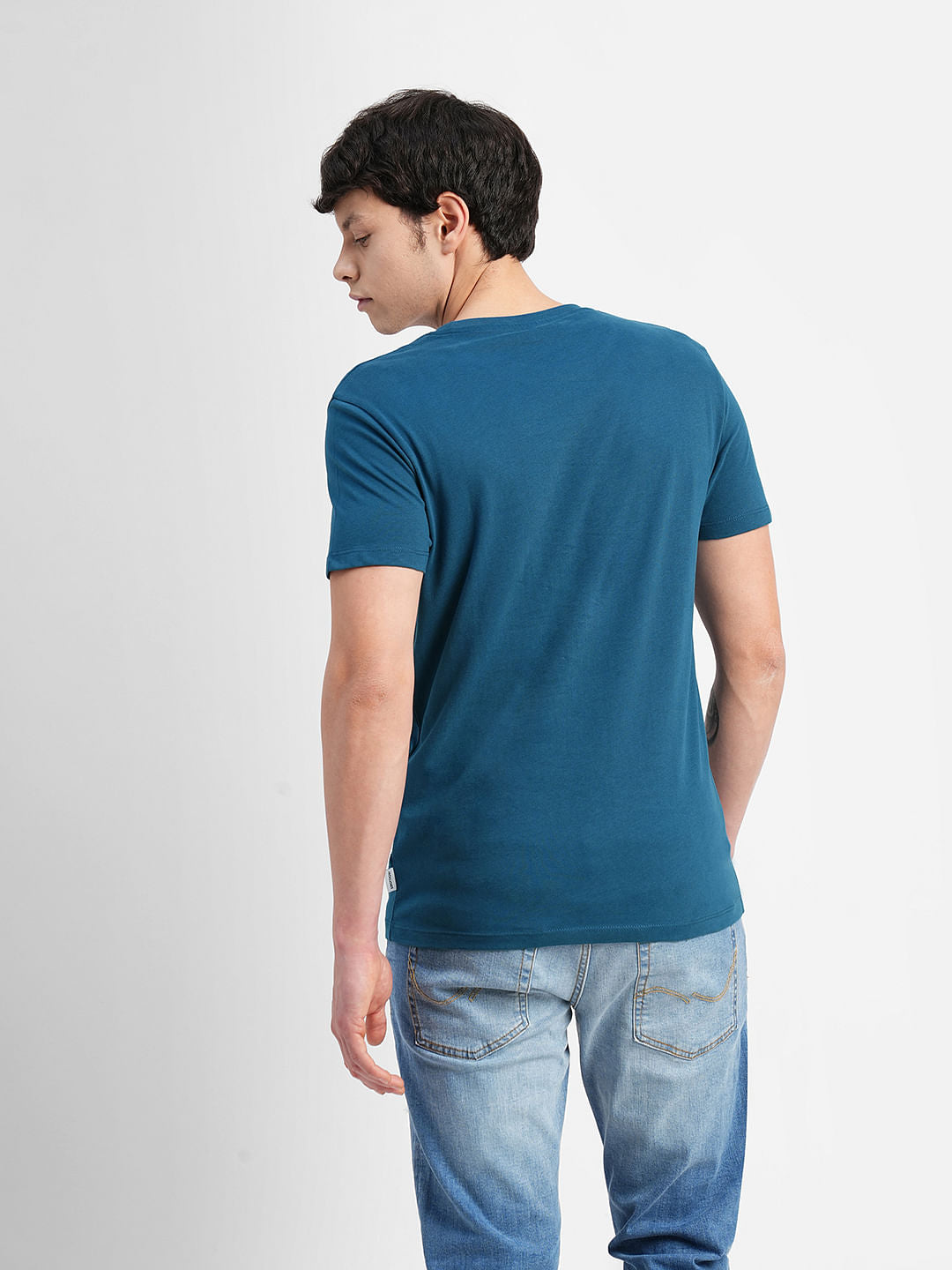 Blue Graphic Print Crew Neck T-shirt