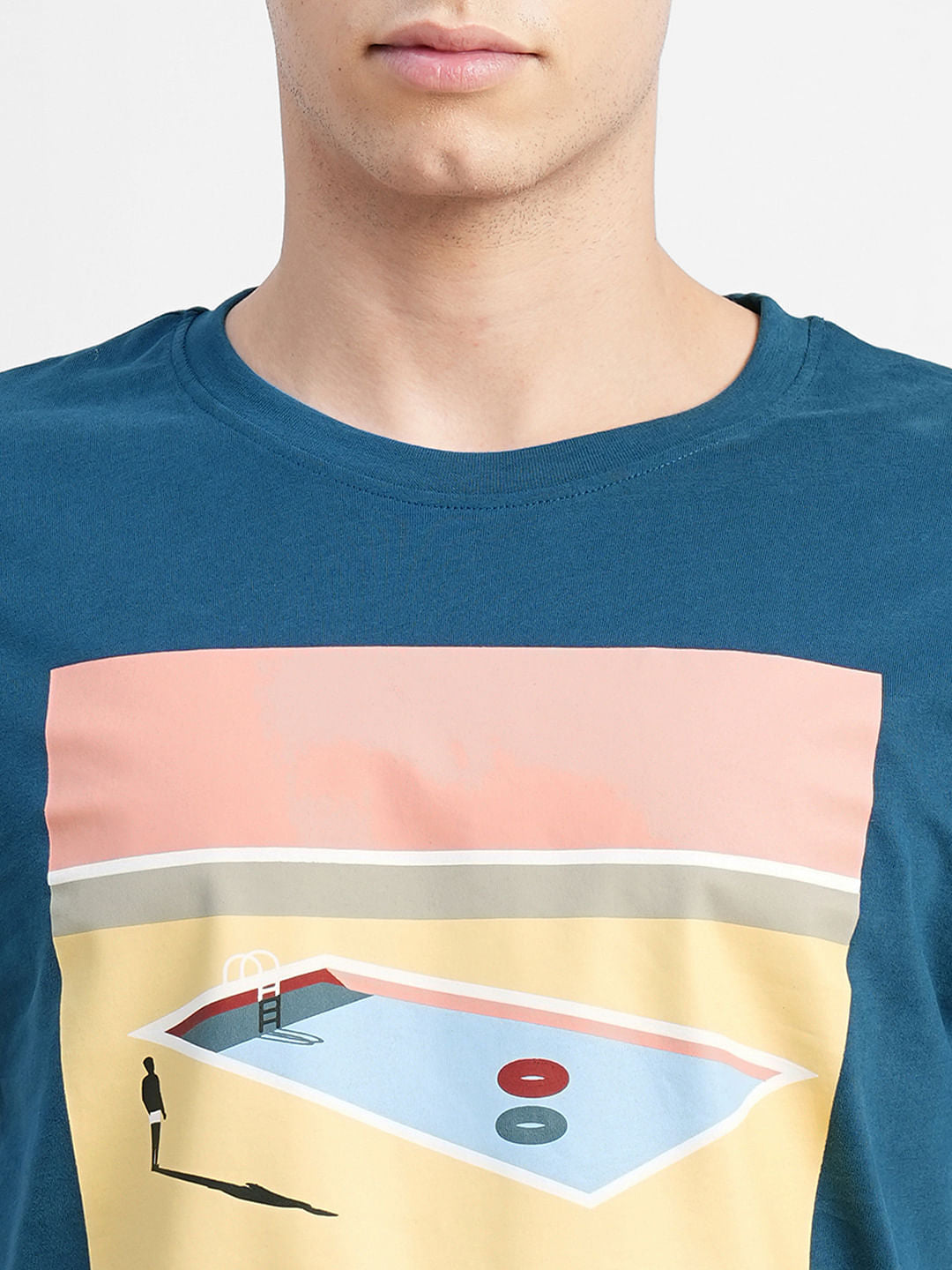 Blue Graphic Print Crew Neck T-shirt