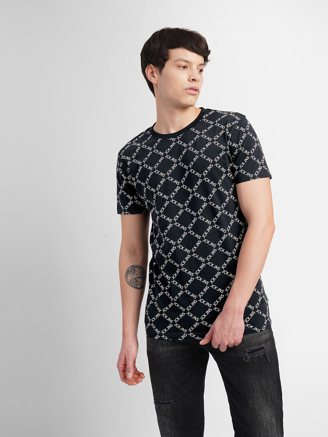 Black Logo Print Crew Neck T-shirt