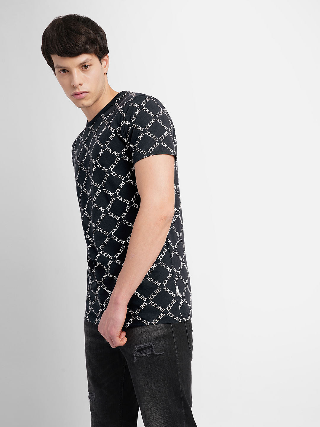Black Logo Print Crew Neck T-shirt