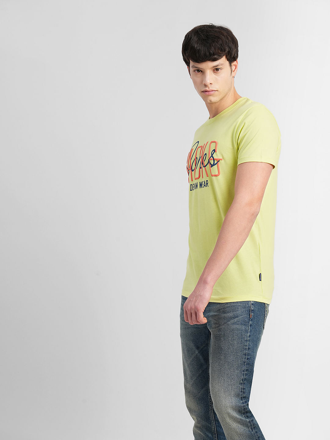 Green Typographic Logo Print Crew Neck T-shirt