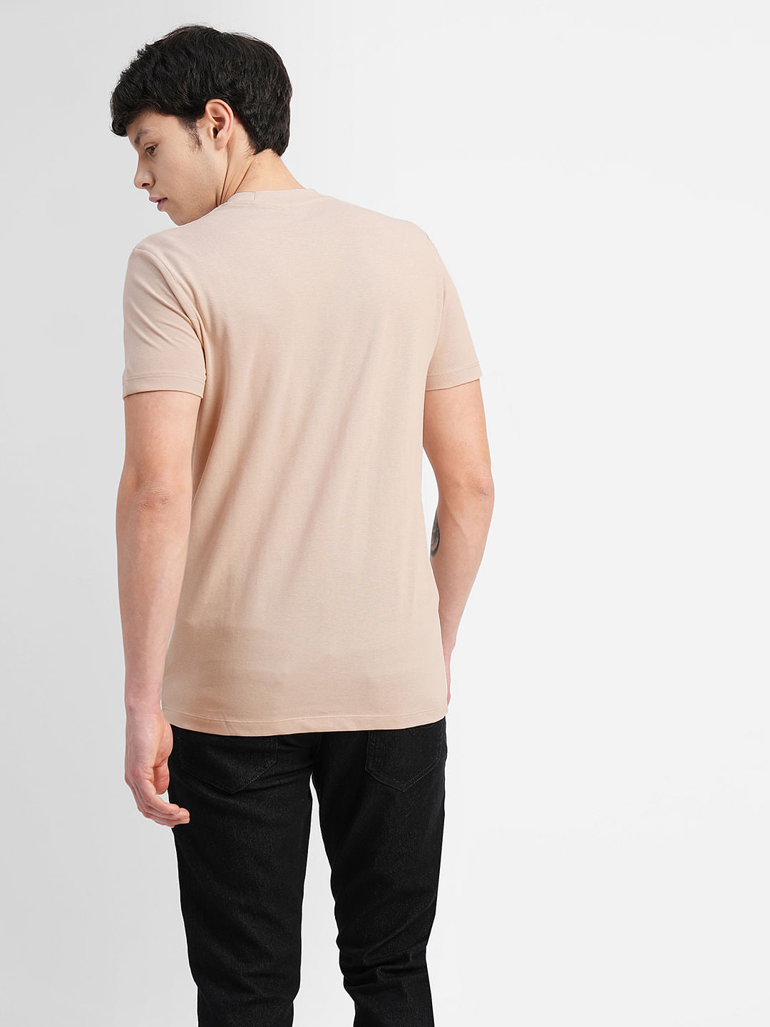 Brown Logo Print Crew Neck T-shirt
