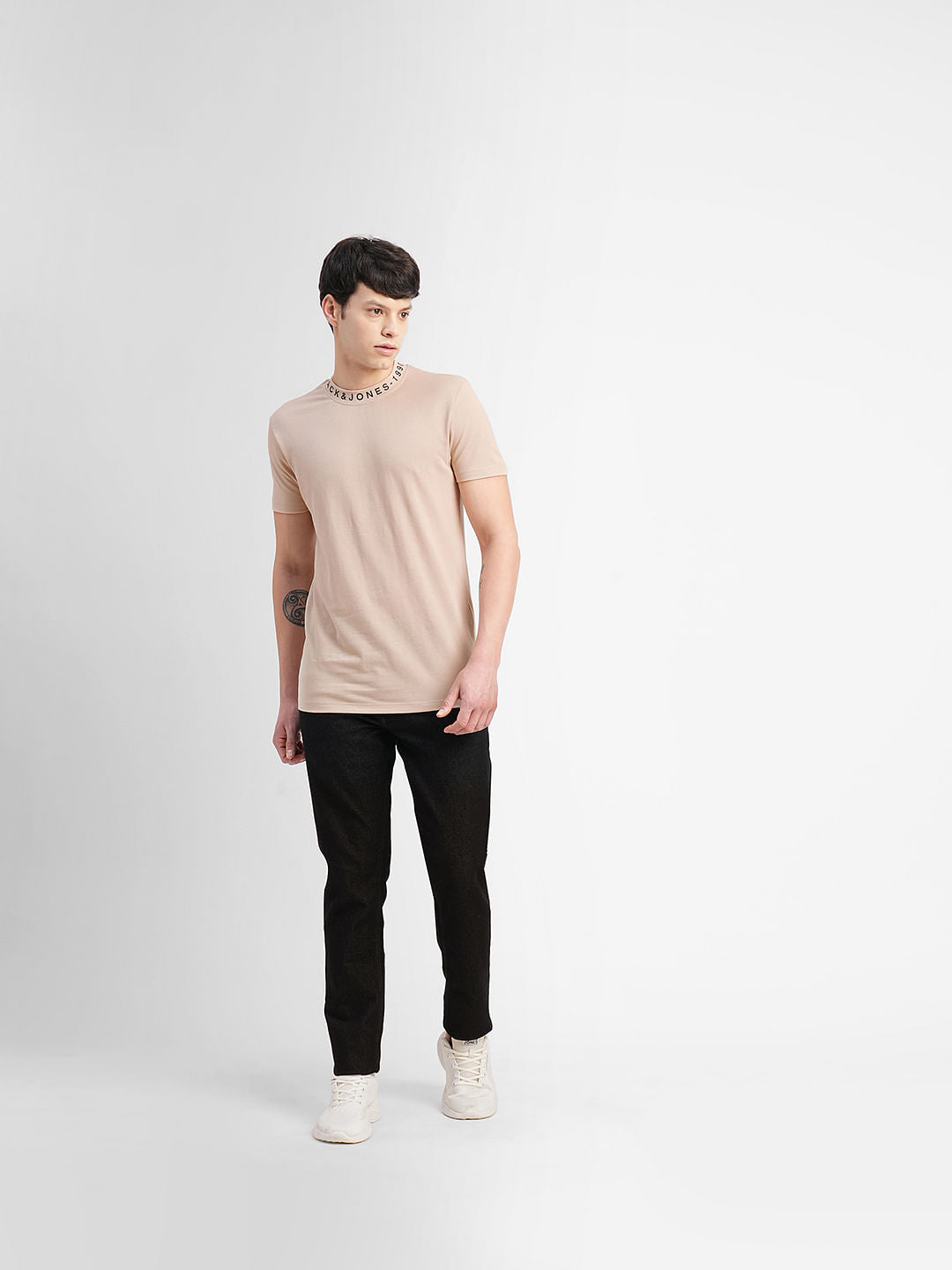 Brown Logo Print Crew Neck T-shirt