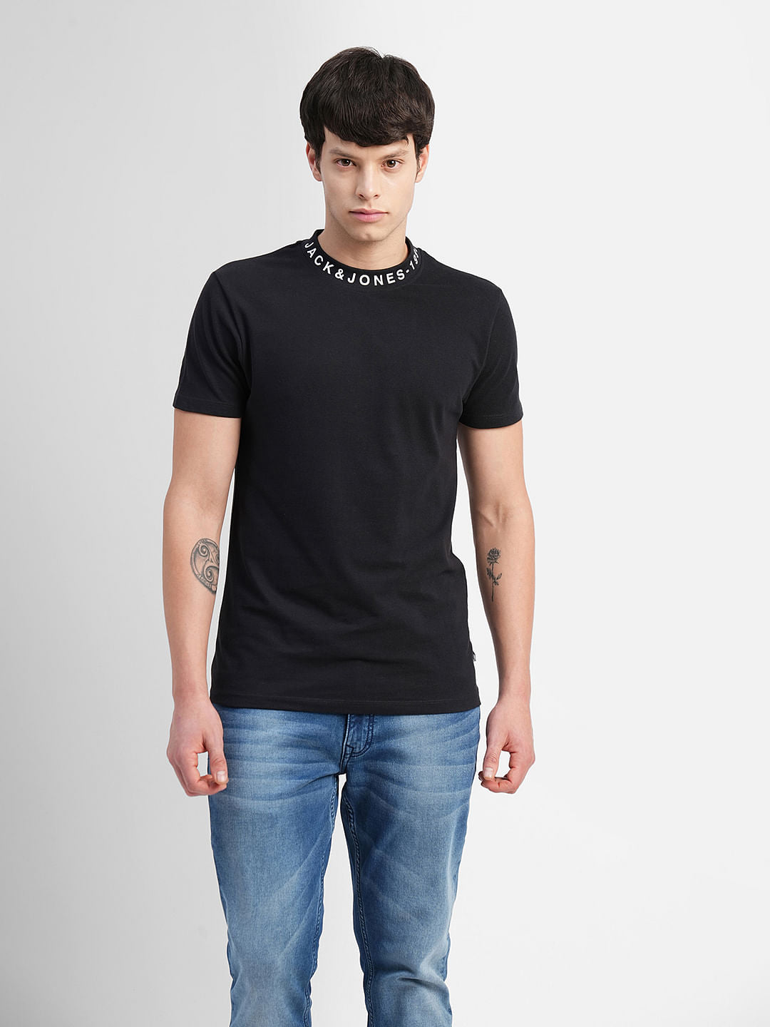 Black Logo Print Crew Neck T-shirt