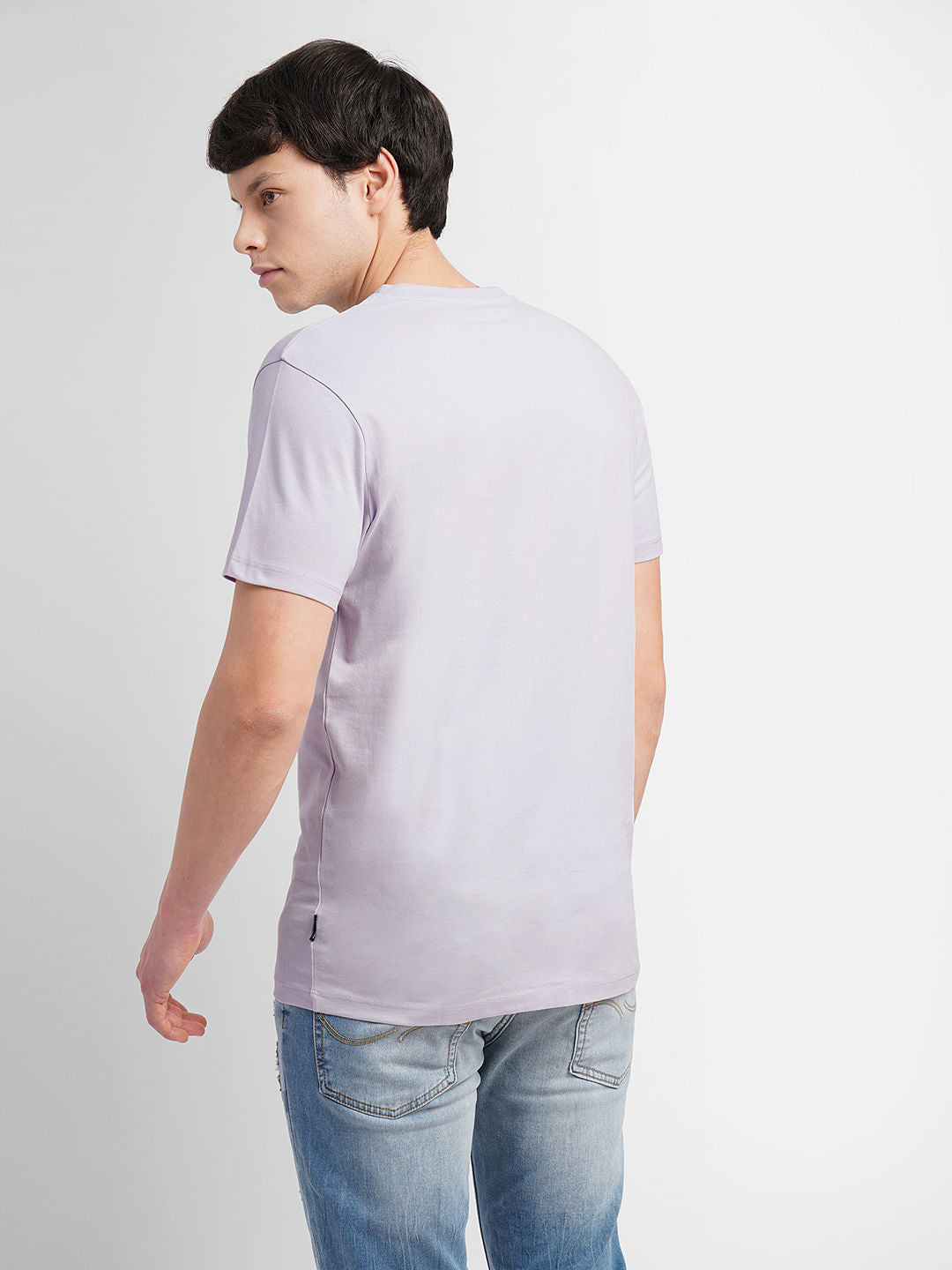 Lavender Logo Print Crew Neck T-shirt