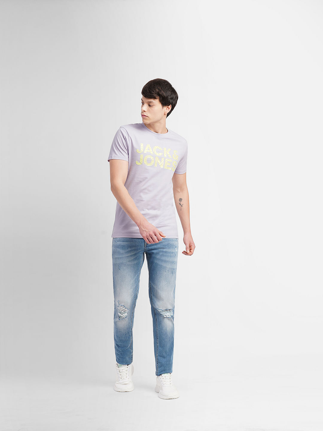 Lavender Logo Print Crew Neck T-shirt