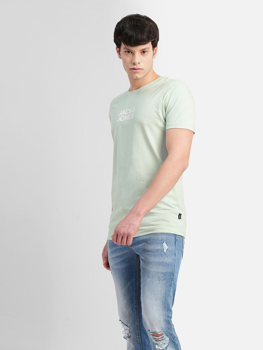 Blue Logo Text Crew Neck T-shirt