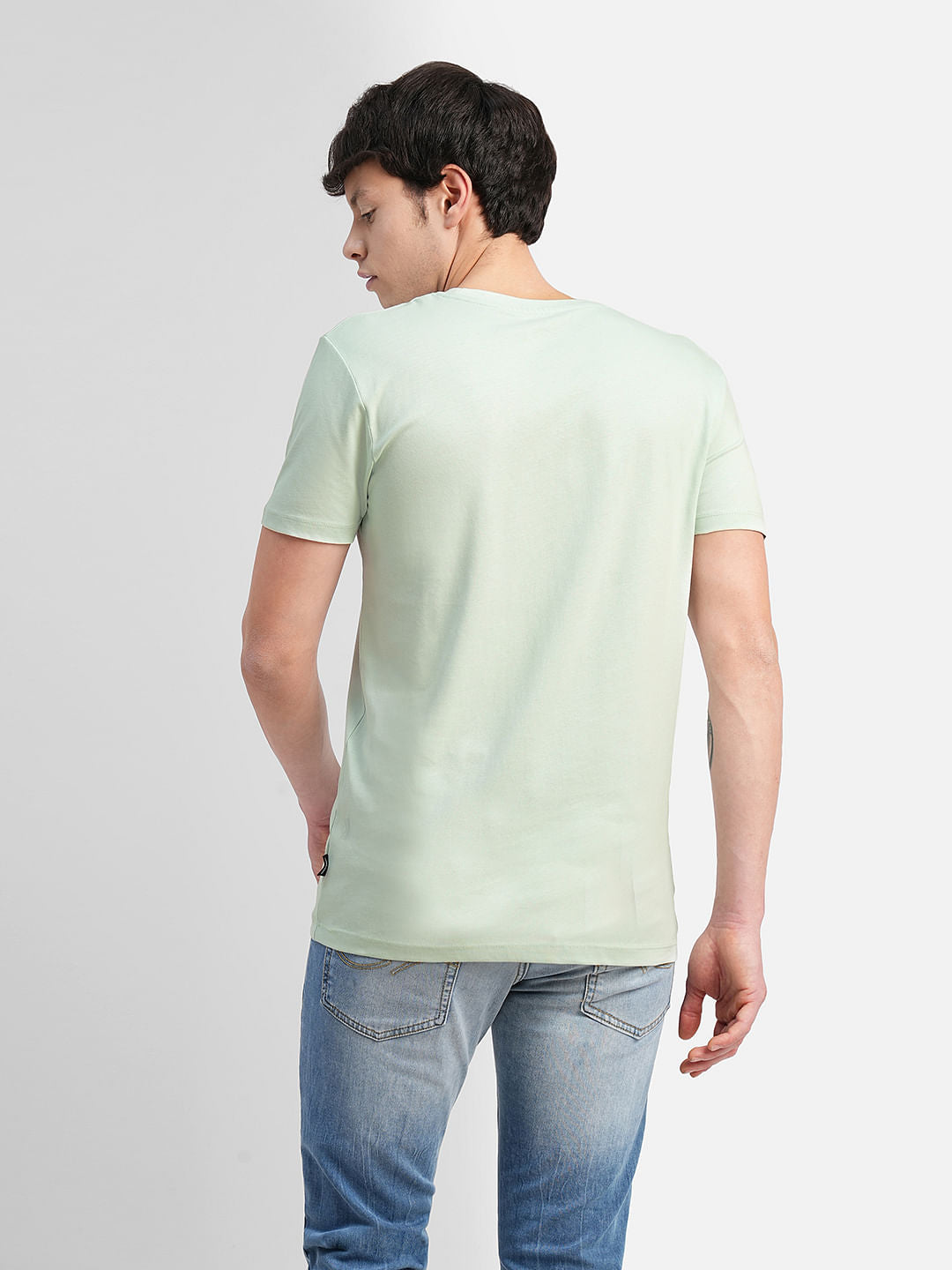 Blue Logo Text Crew Neck T-shirt