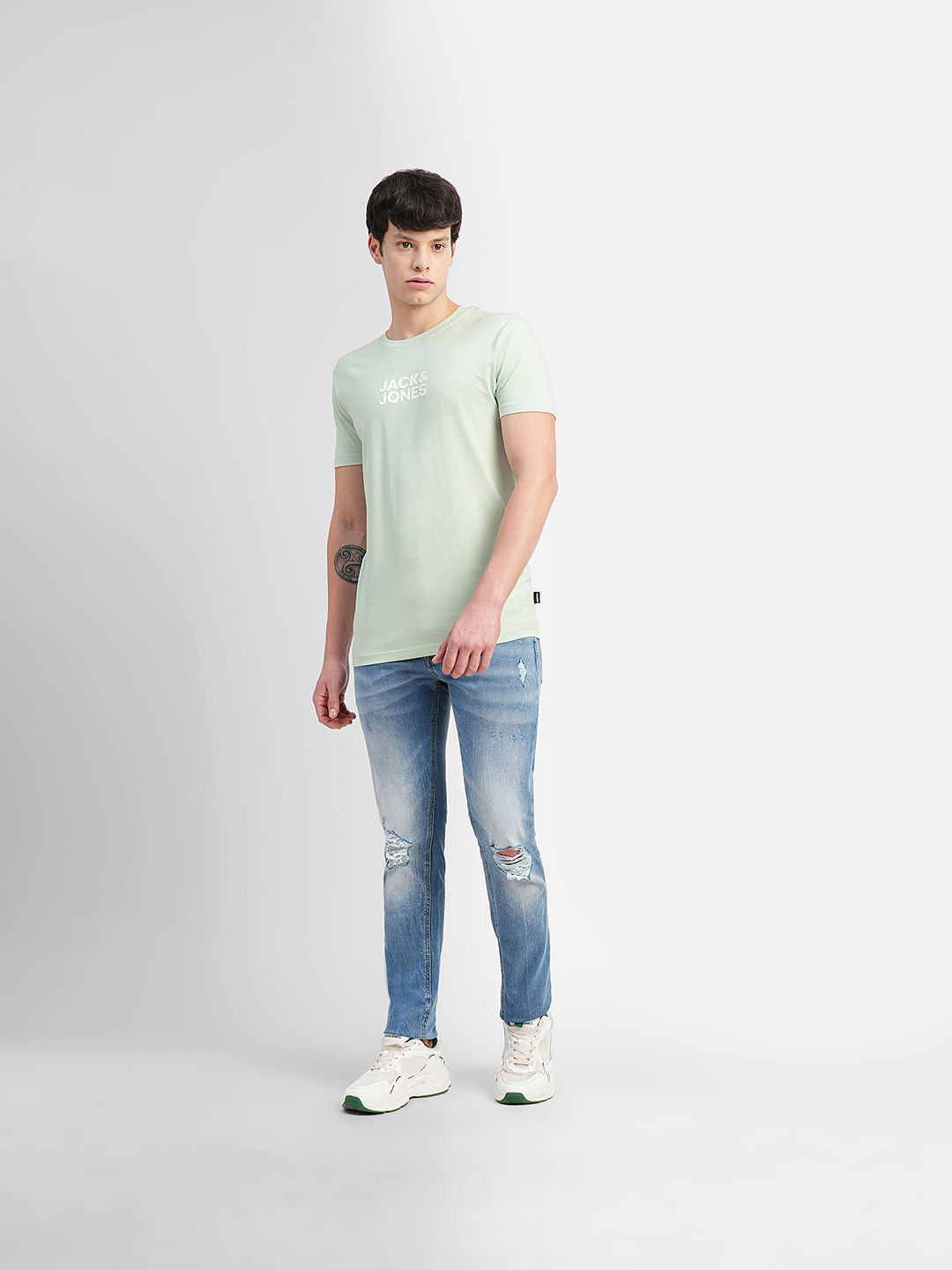 Blue Logo Text Crew Neck T-shirt