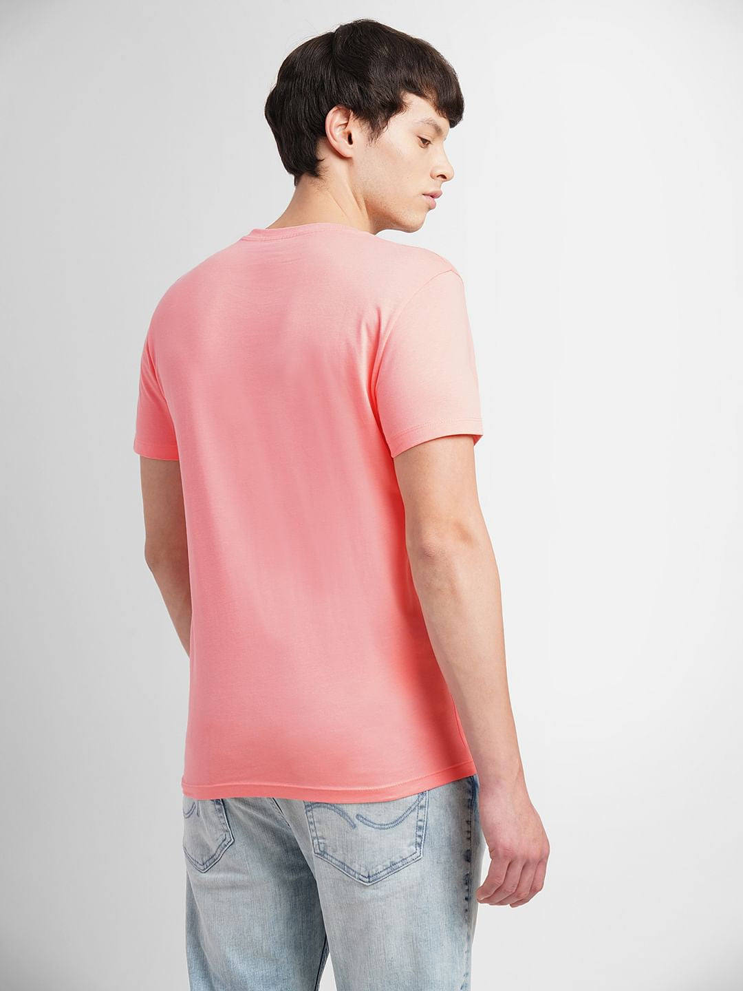 Pink Logo Print Crew Neck T-shirt