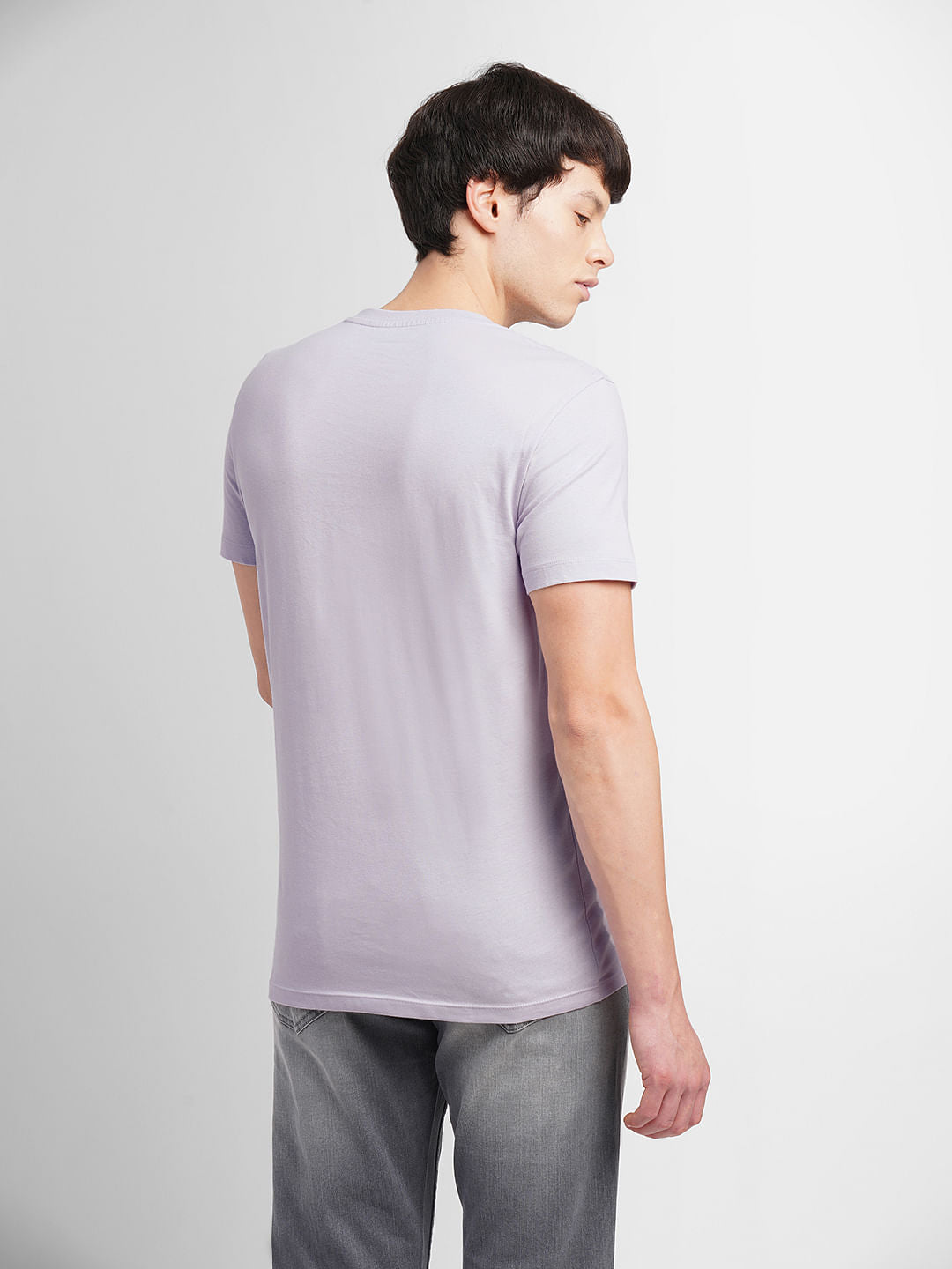 Lavender Logo Print Crew Neck T-shirt
