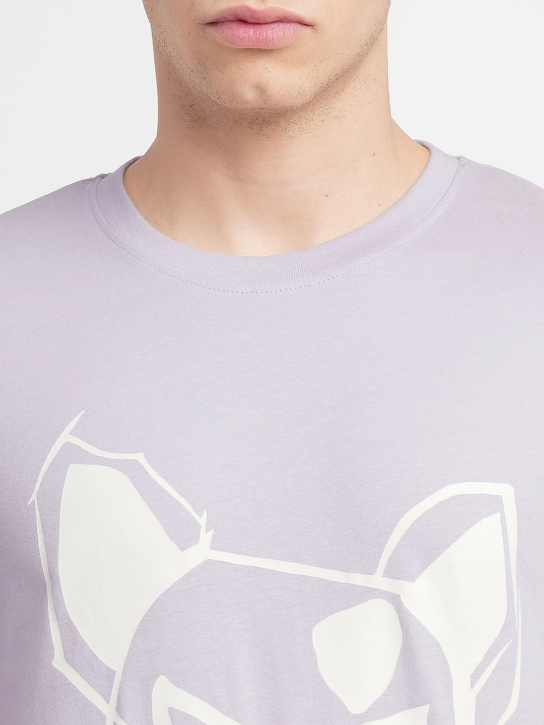 Lavender Logo Print Crew Neck T-shirt