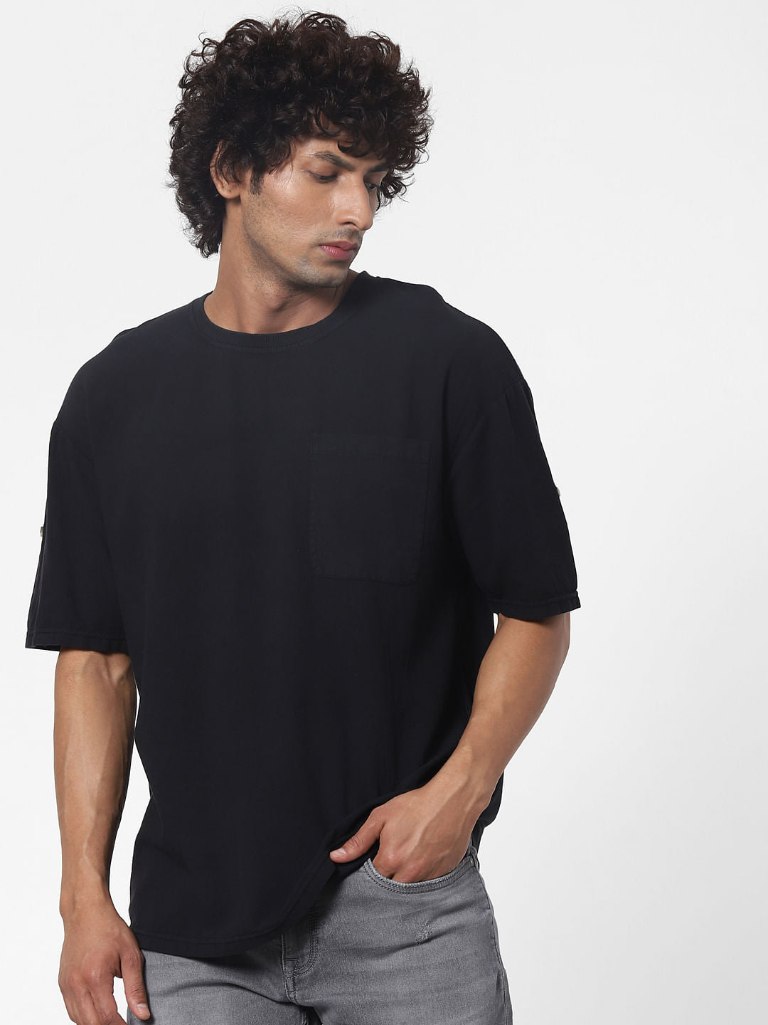Black Oversized Crew Neck T-shirt