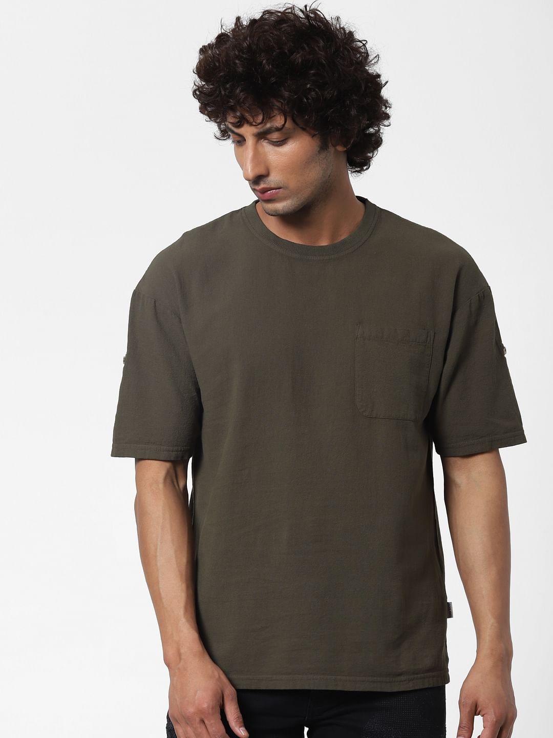 Olive Green Oversized Crew Neck T-shirt