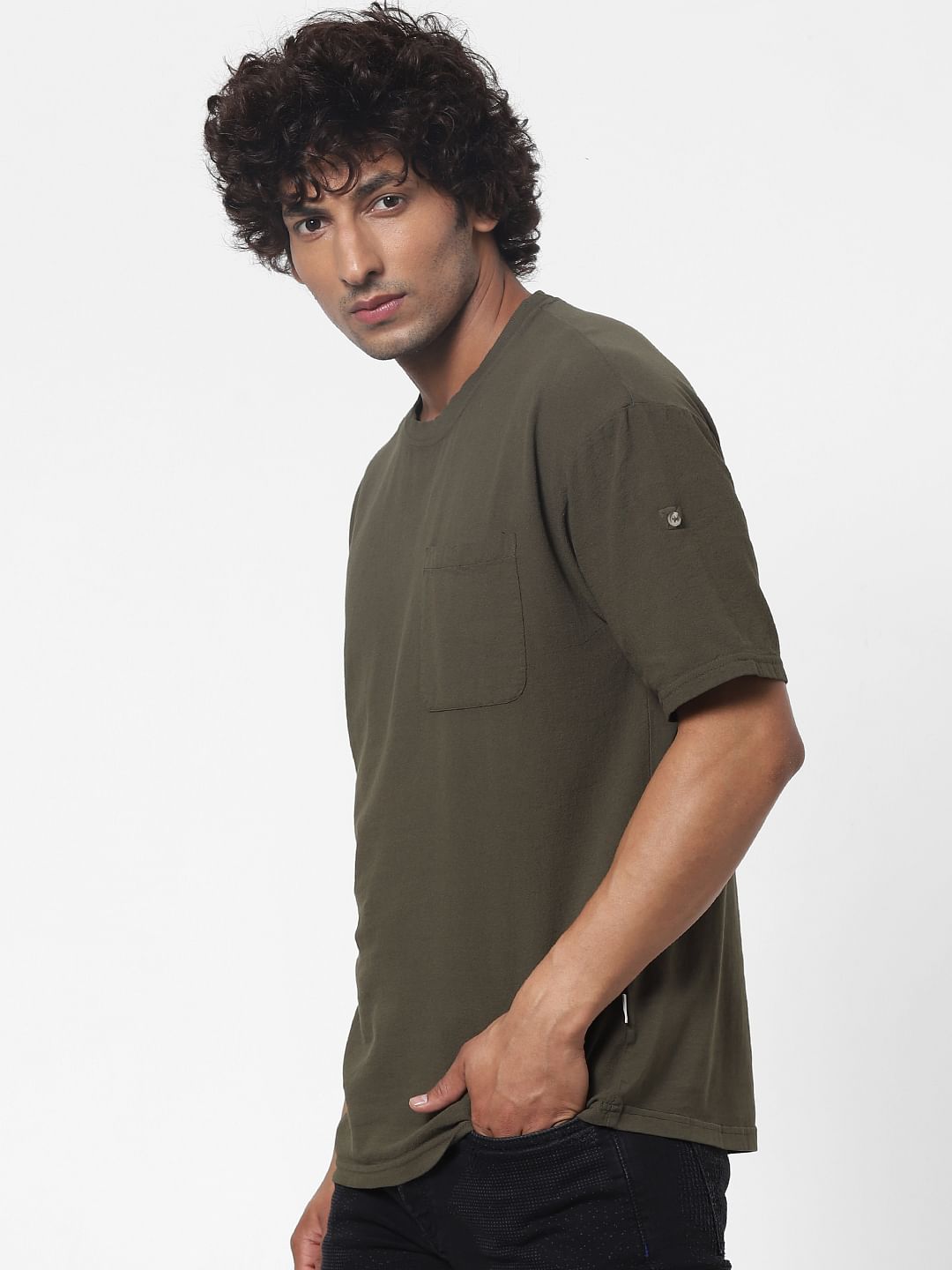 Olive Green Oversized Crew Neck T-shirt