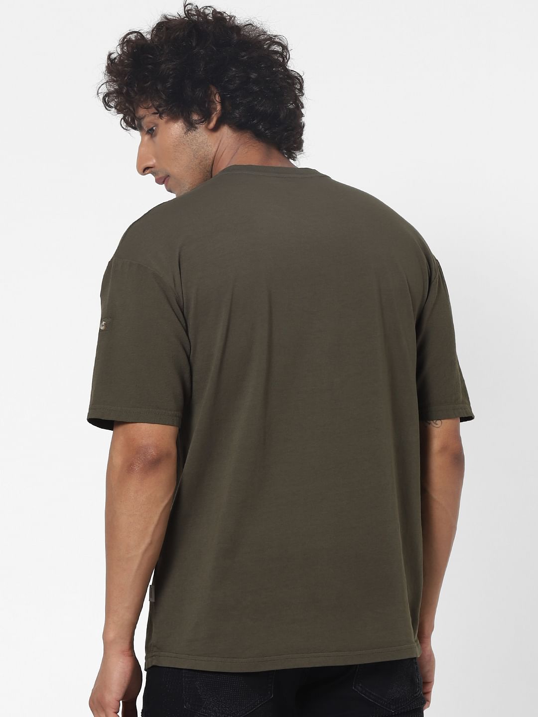 Olive Green Oversized Crew Neck T-shirt