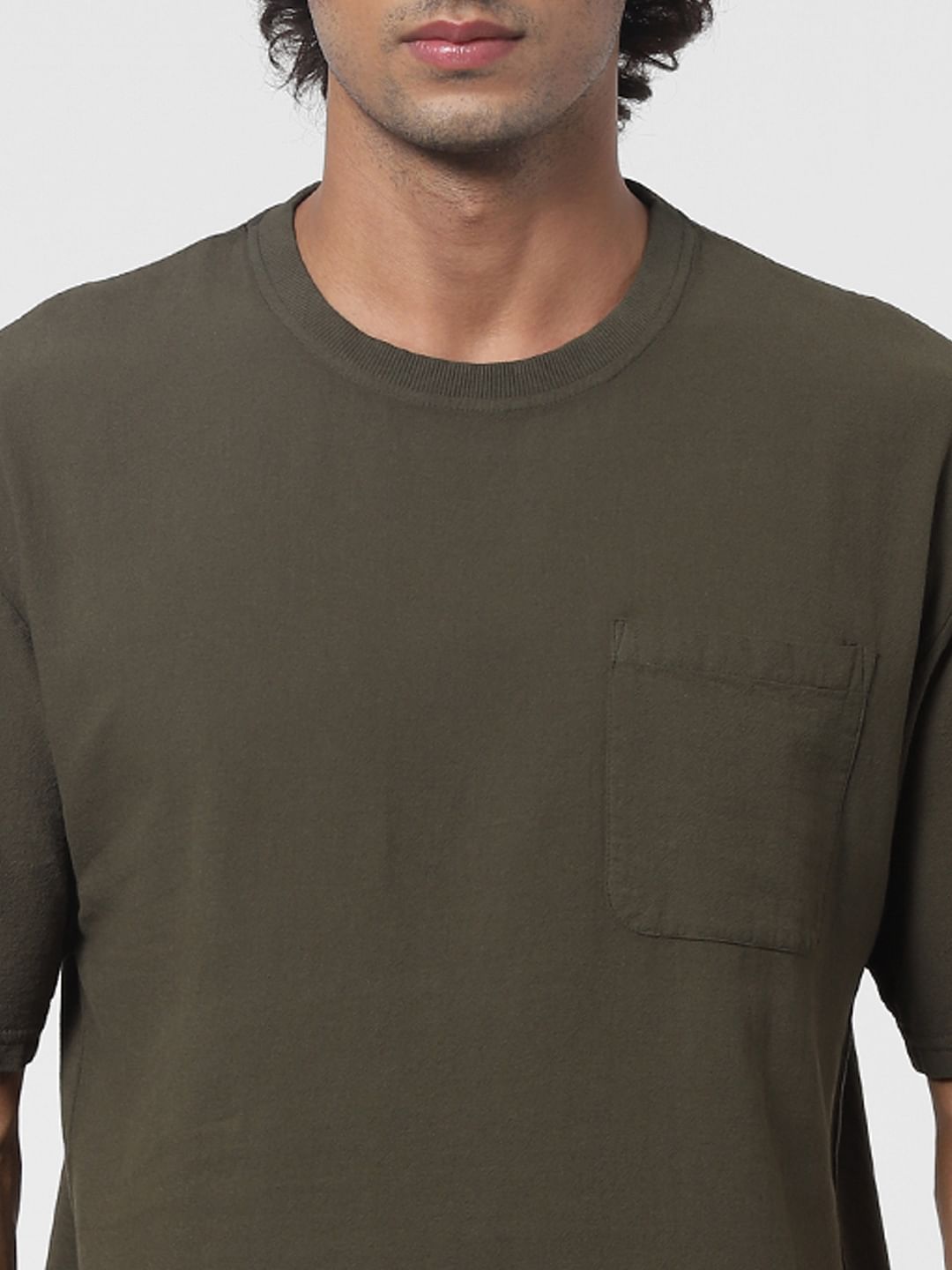 Olive Green Oversized Crew Neck T-shirt