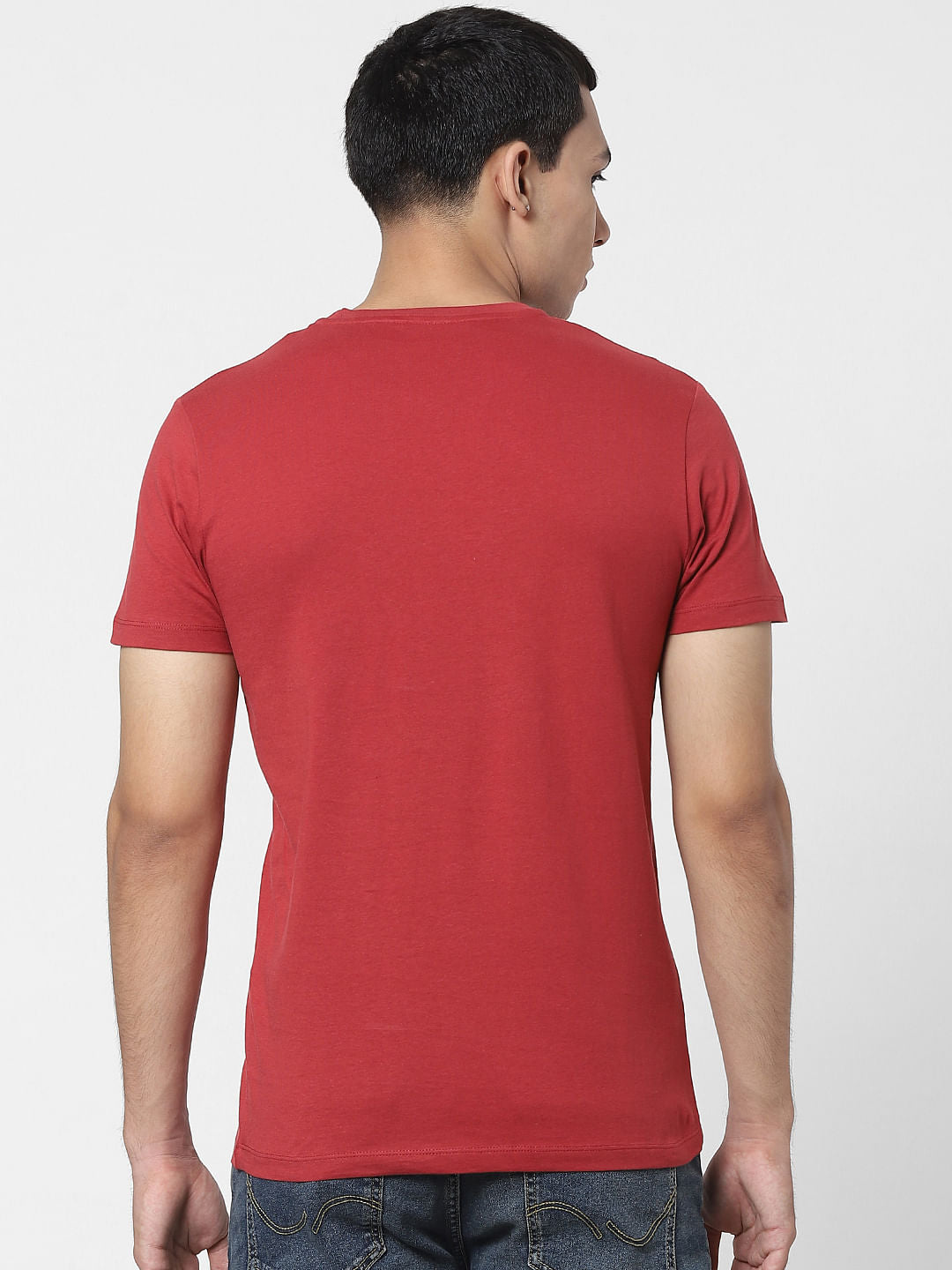 Red Text Print Crew Neck T-shirt