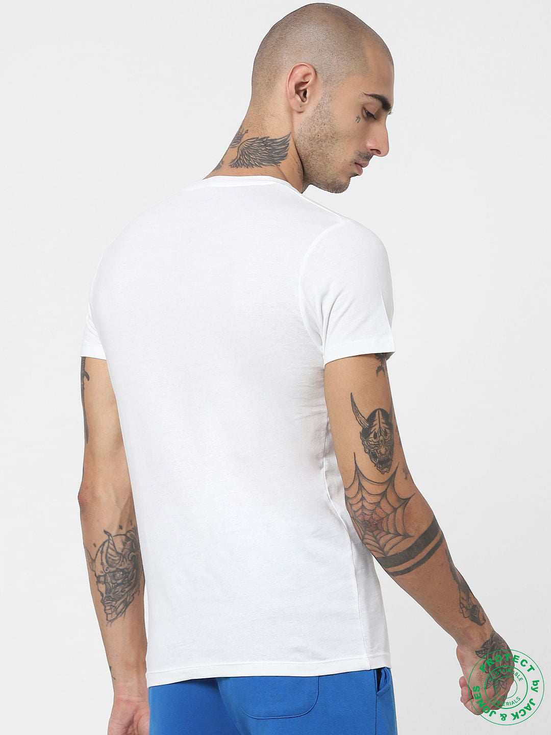 White Logo Print Crew Neck T-shirt