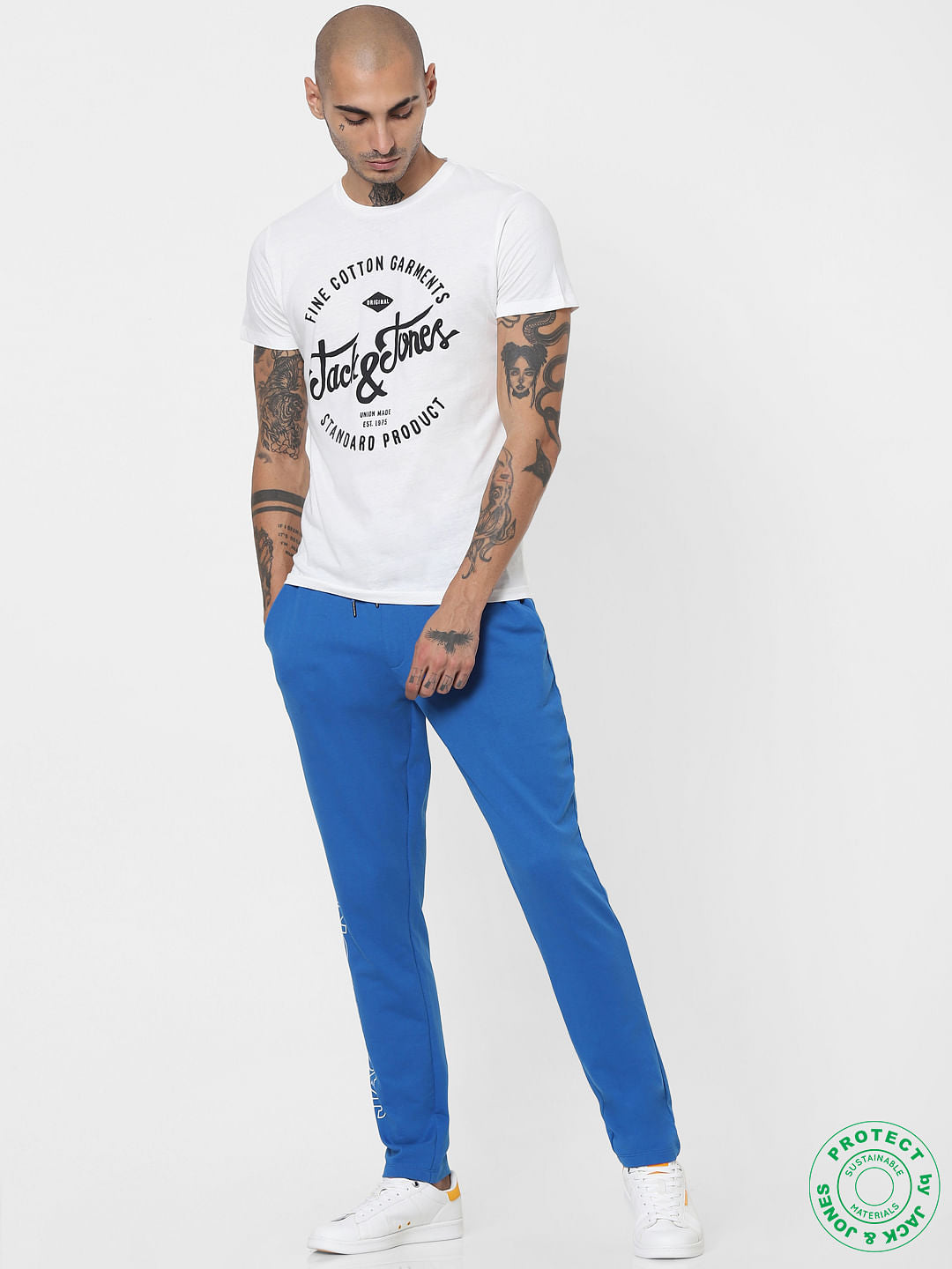 White Logo Print Crew Neck T-shirt