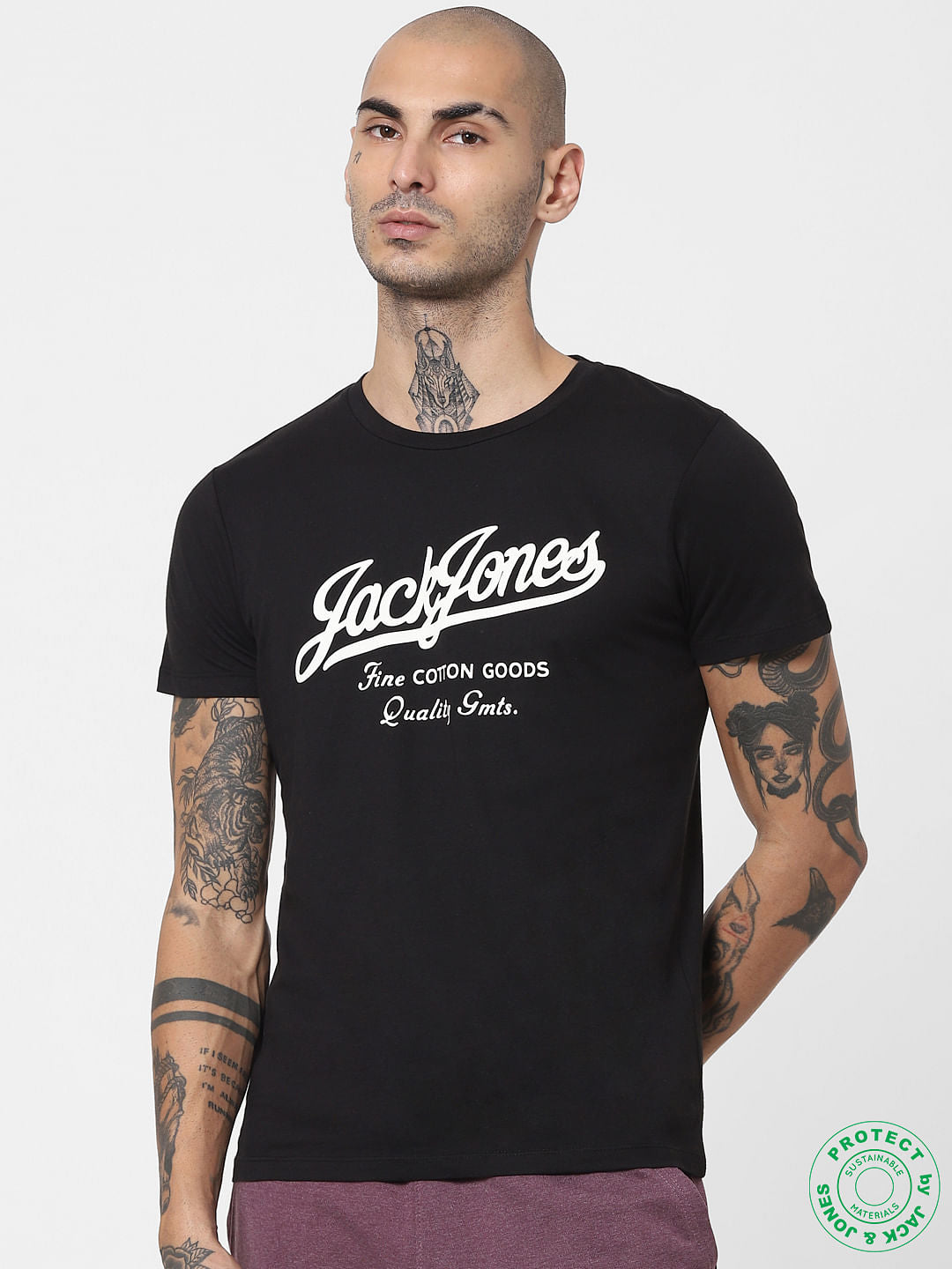 Black Logo Print Crew Neck T-shirt