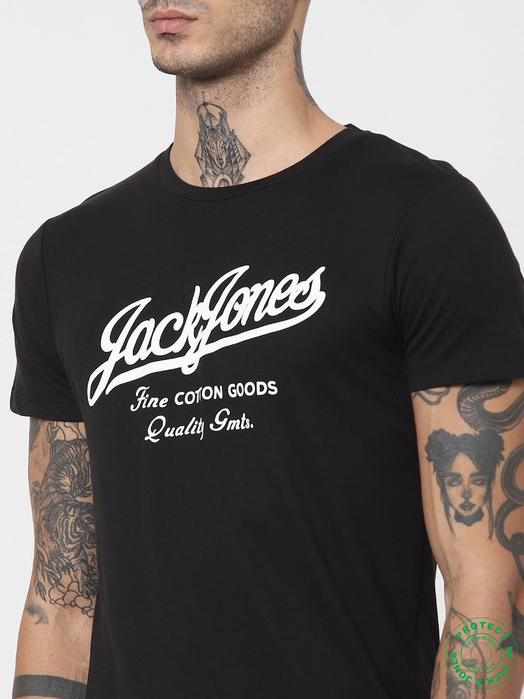 Black Logo Print Crew Neck T-shirt