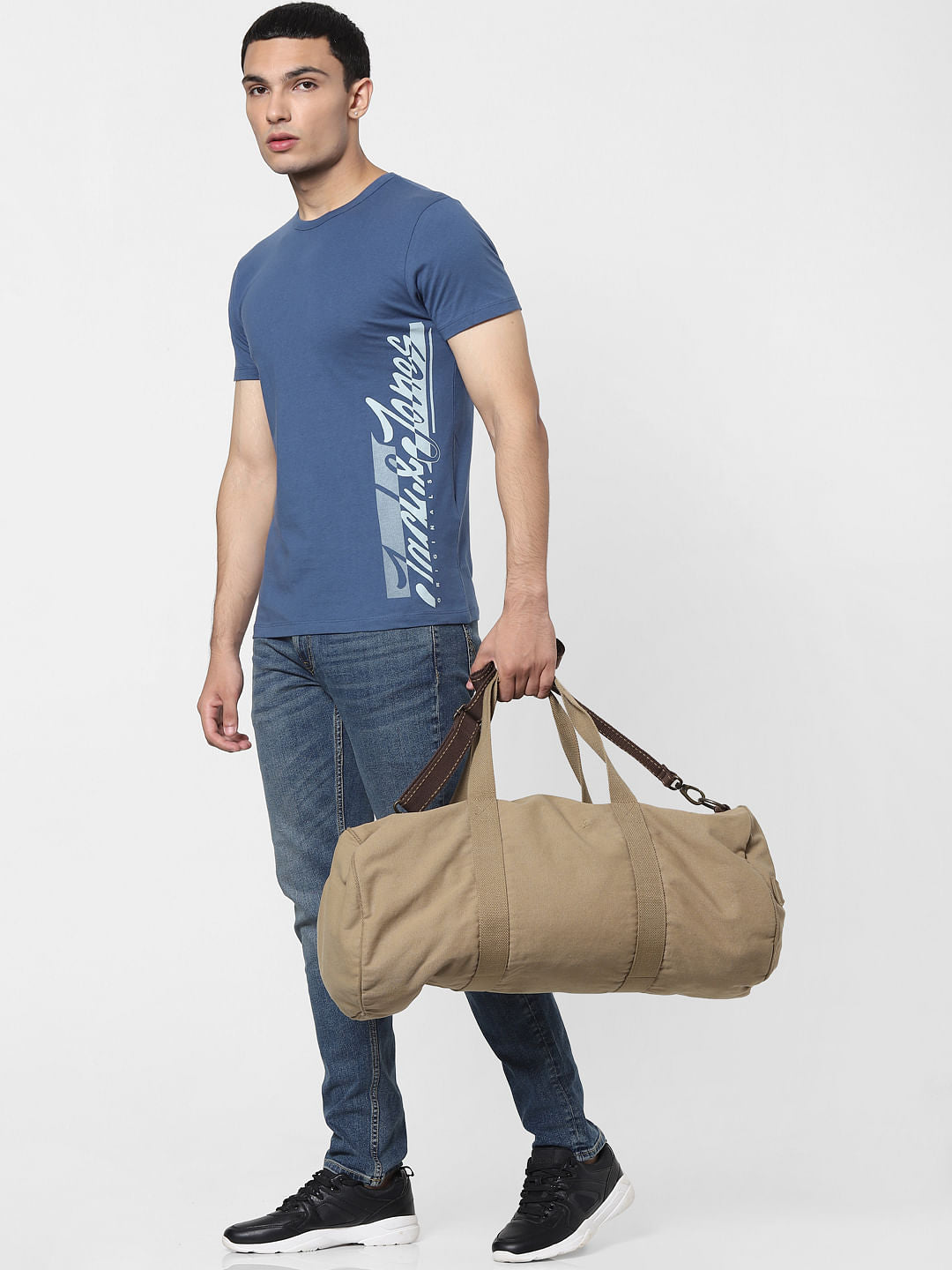 Blue Logo Print Crew Neck T-shirt