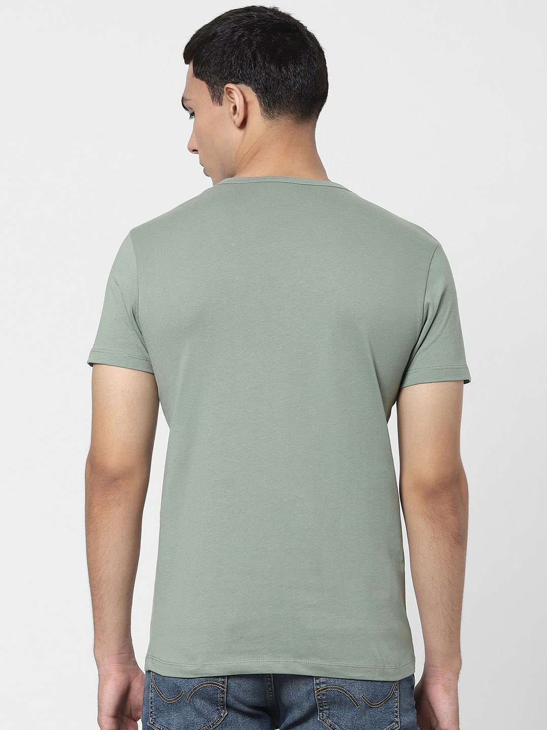 Green Logo Print Crew Neck T-shirt