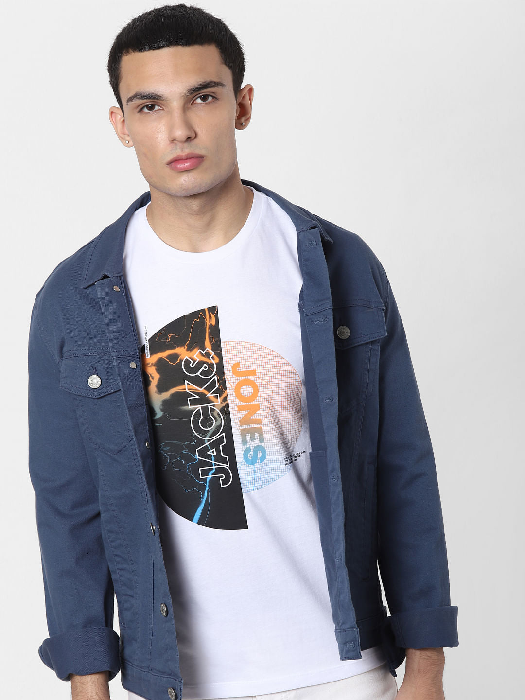 White Graphic Logo Print Crew Neck T-shirt