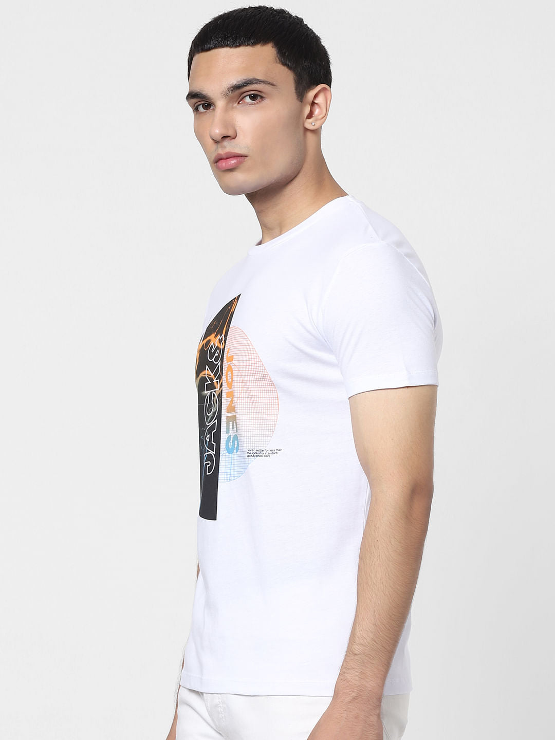 White Graphic Logo Print Crew Neck T-shirt