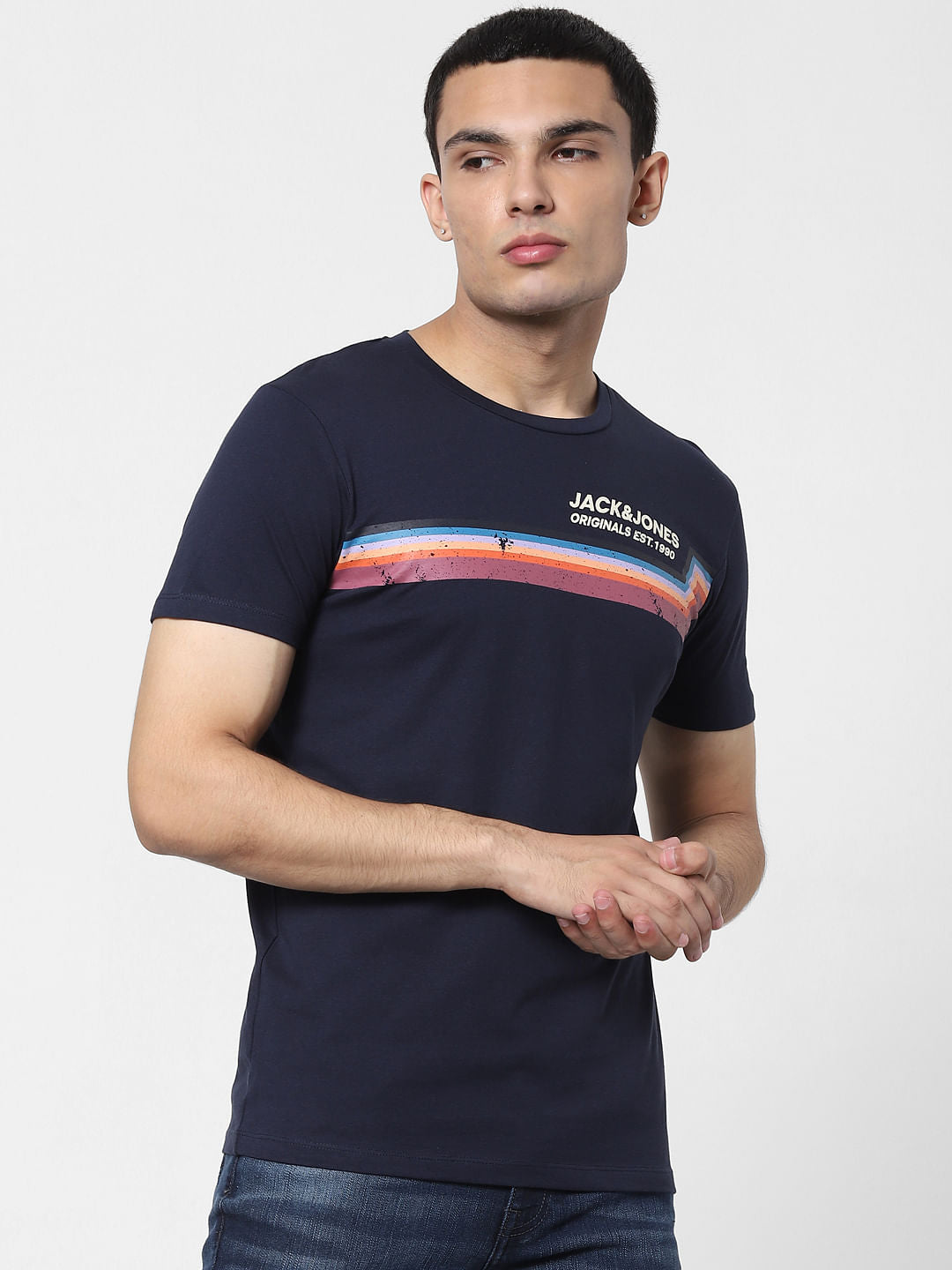 Navy Blue Graphic Print T-shirt