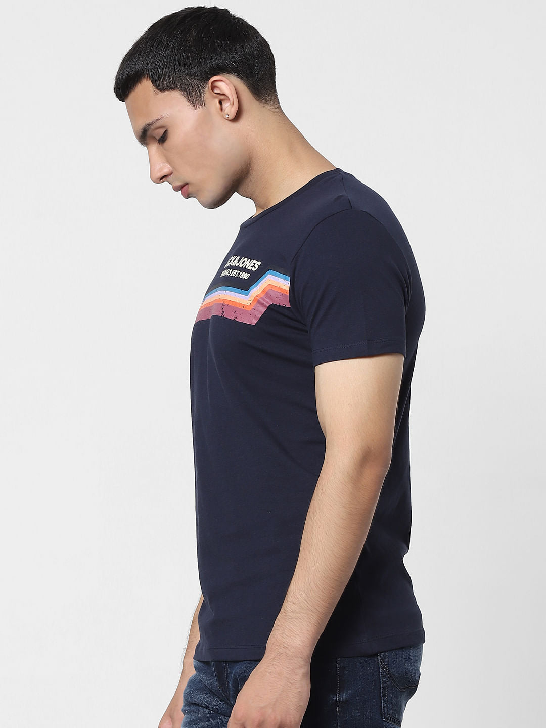 Navy Blue Graphic Print T-shirt